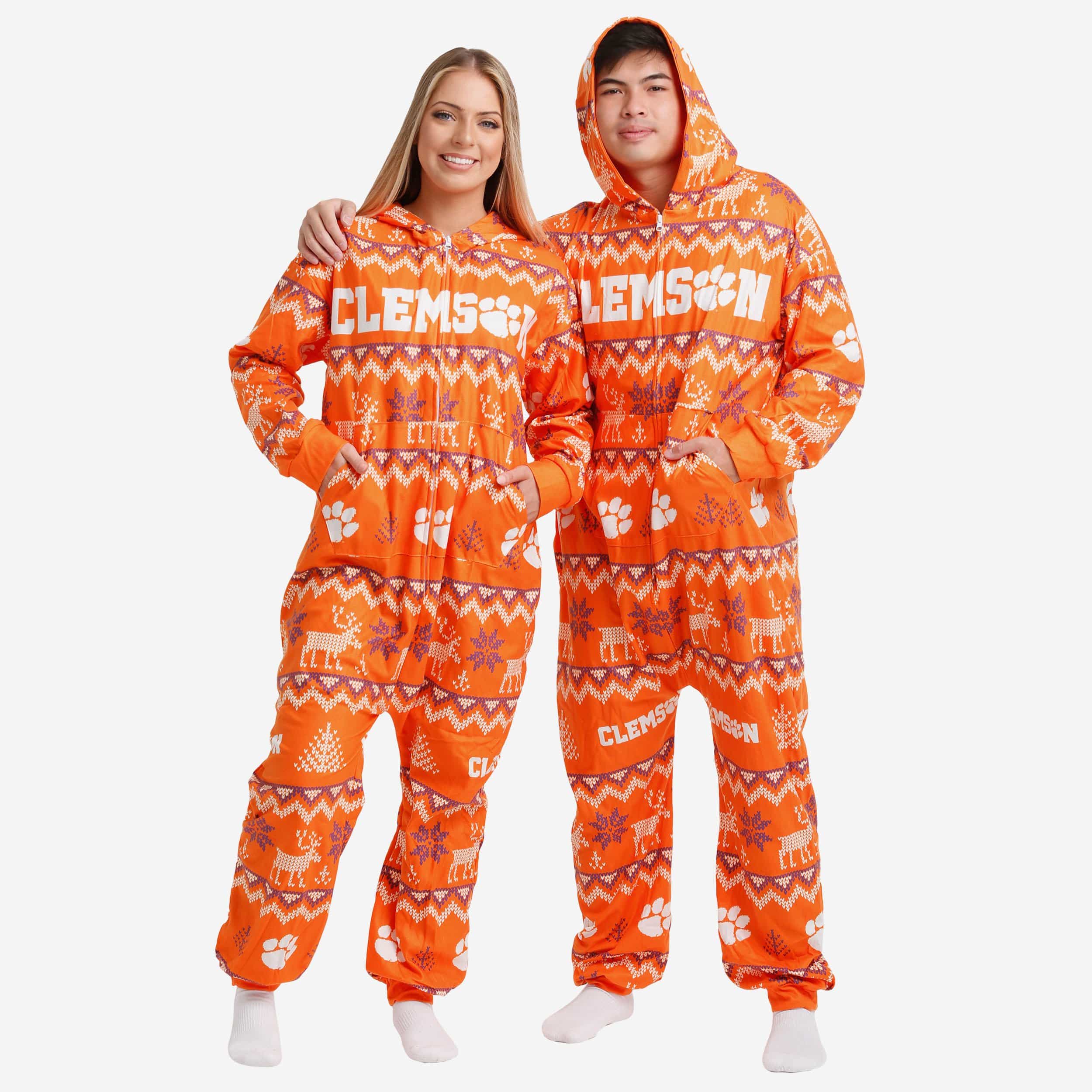 Clemson Tigers Festive One-Piece Pajamas