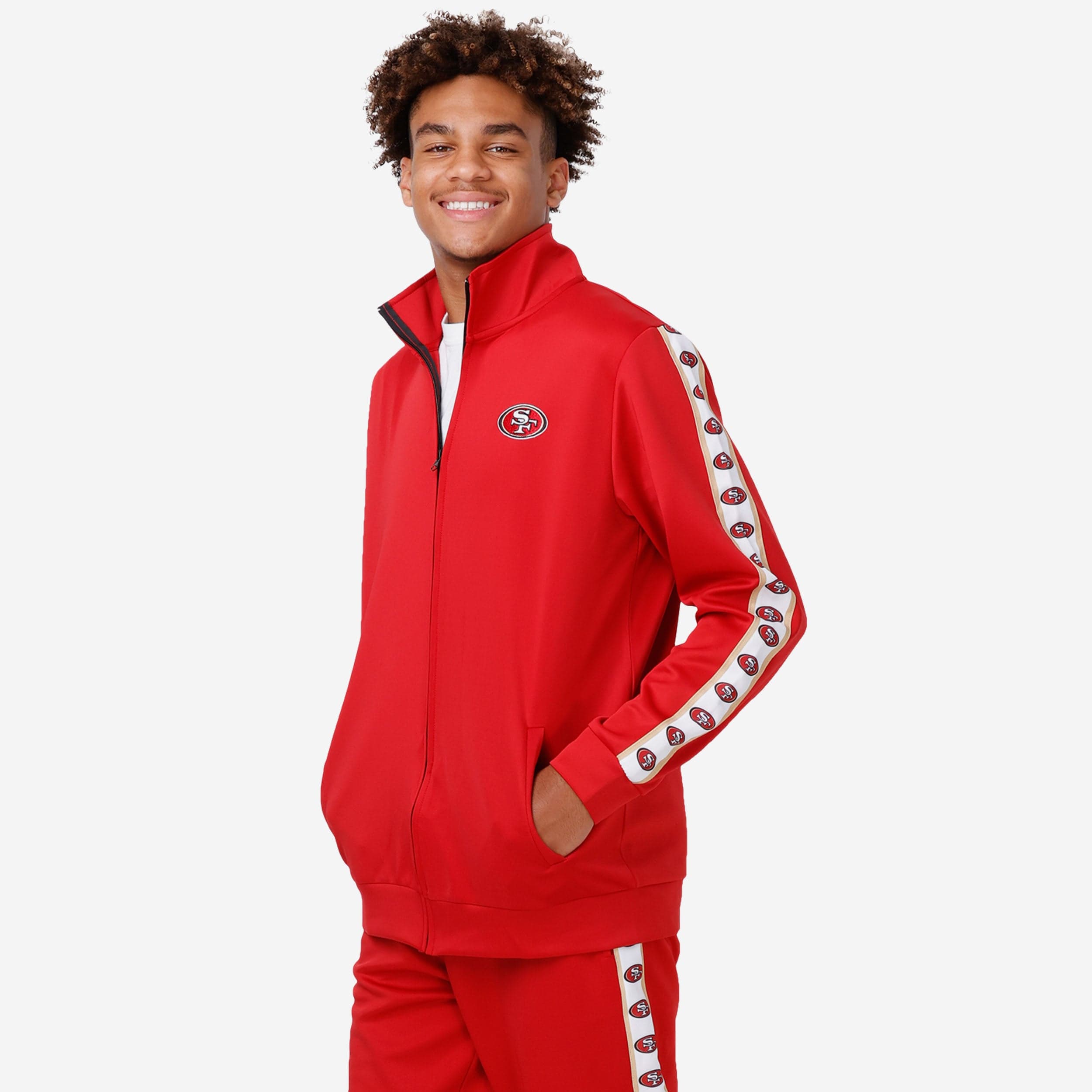 San Francisco 49ers Stripe Logo Track Jacket - Gear Up for Team Spirit!