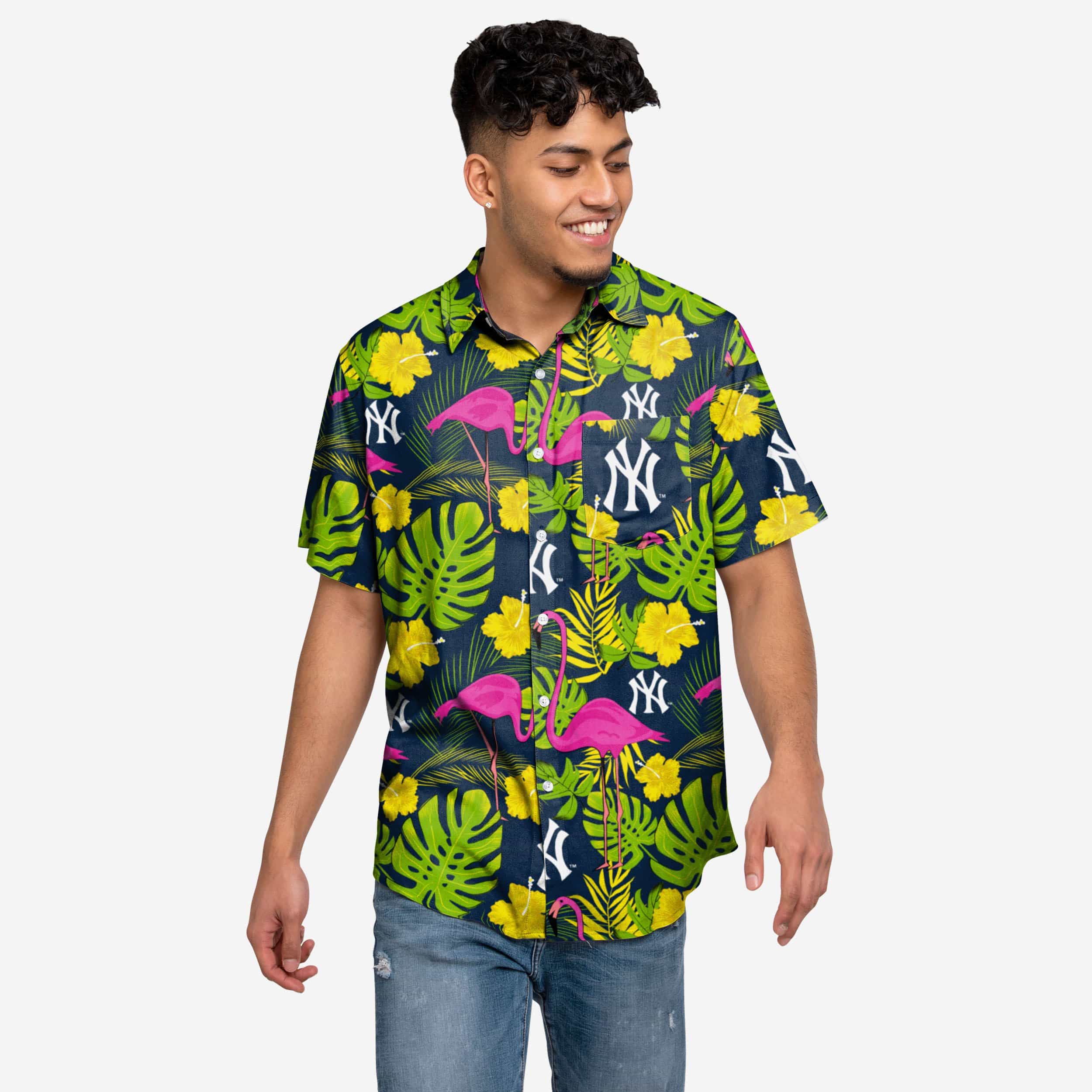 New York Yankees Tropical Highlights Button-Up Shirt - Unleash Your Team Spirit!