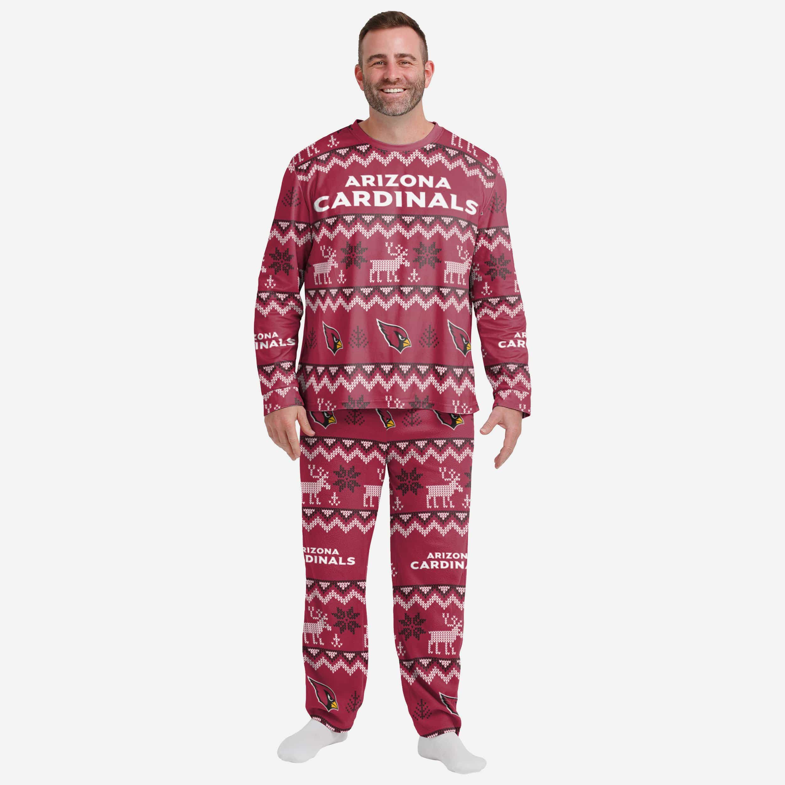 Arizona Cardinals Mens Ugly Pattern Family Holiday Pajamas