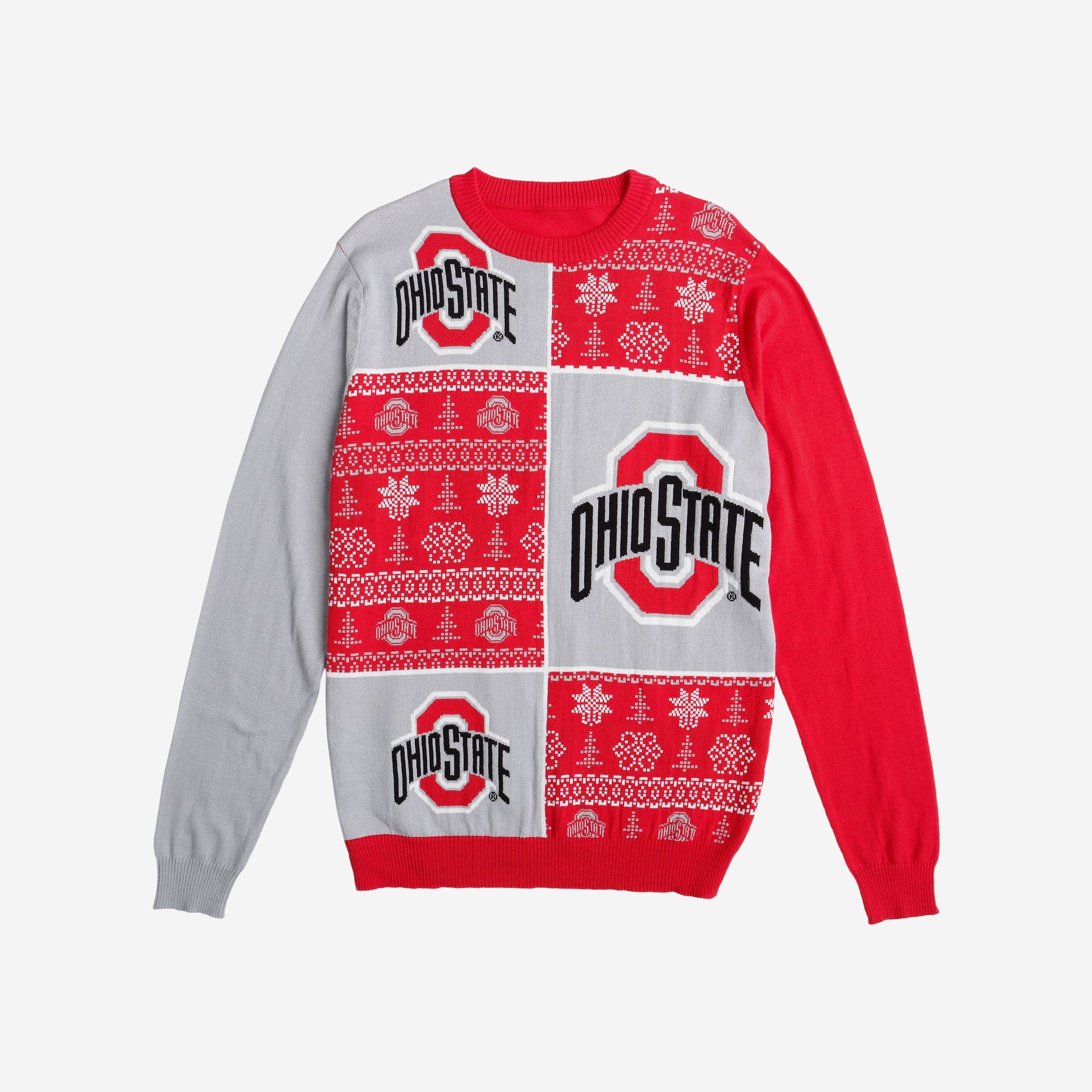 Ohio State Buckeyes Festive Snowfall Busy Block Sweater