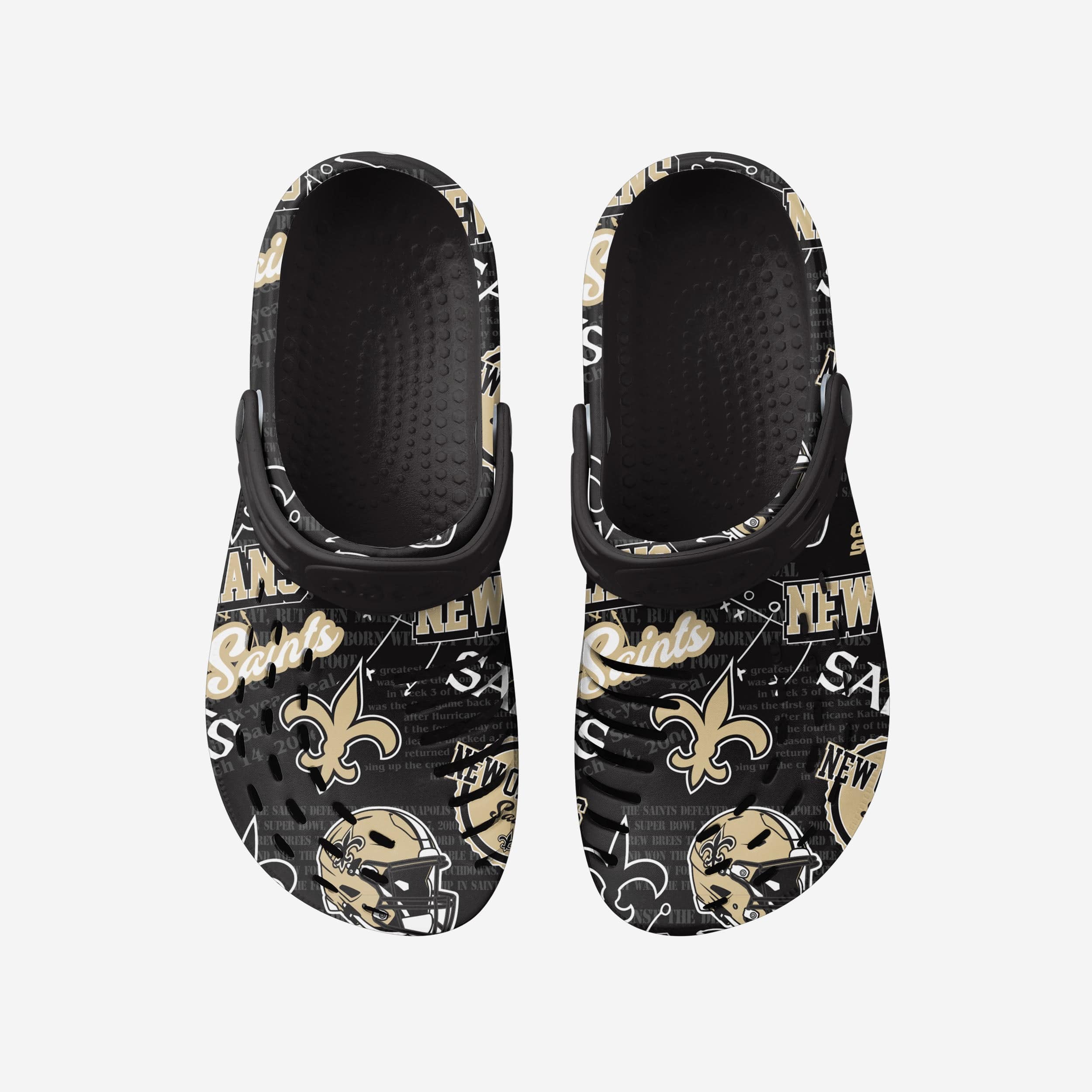 New Orleans Saints Iconic Print Clogs with Straps - Step into History!