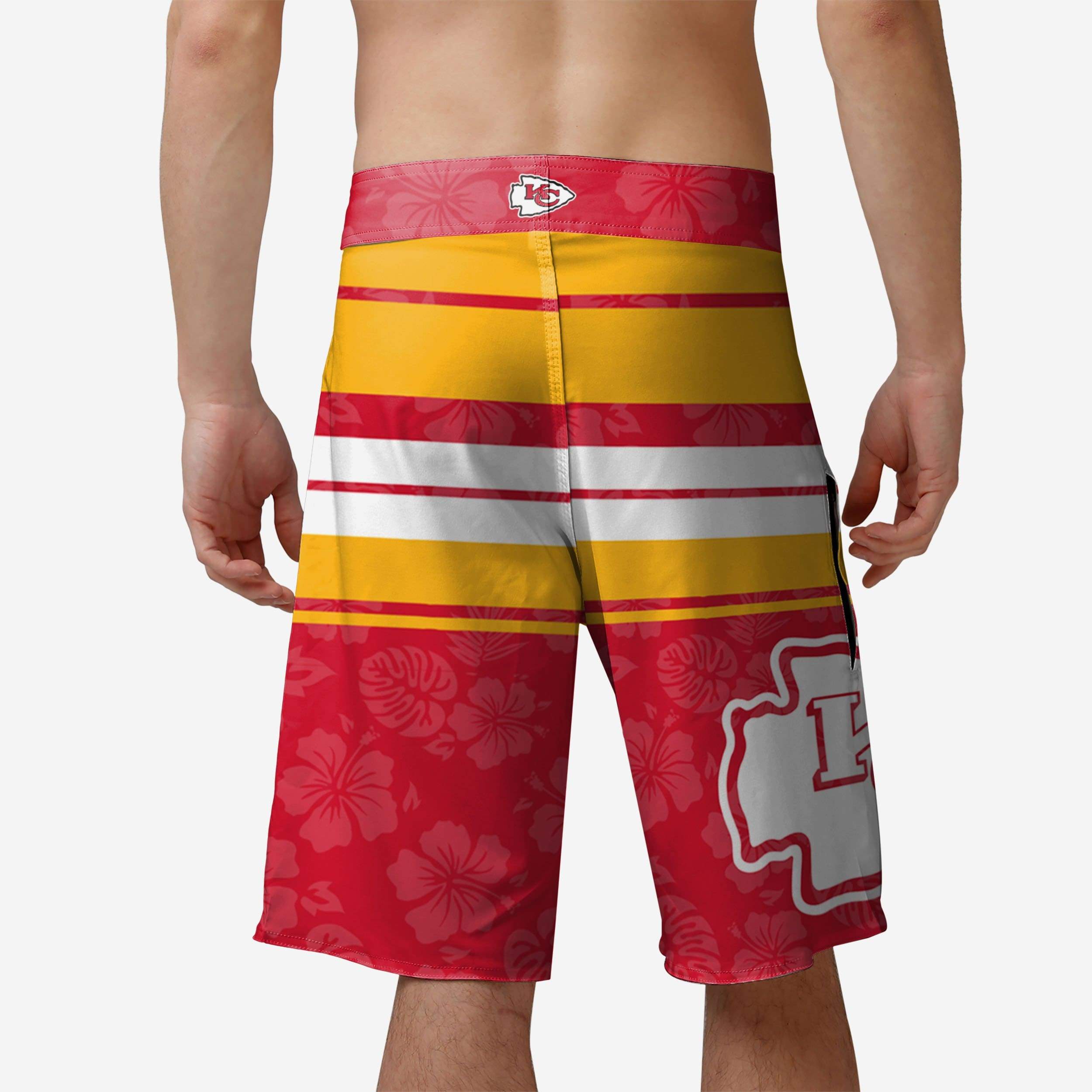 Kansas City Chiefs Hibiscus Boardwalk Stripe Boardshorts - A Tropical Team Spirit Essential