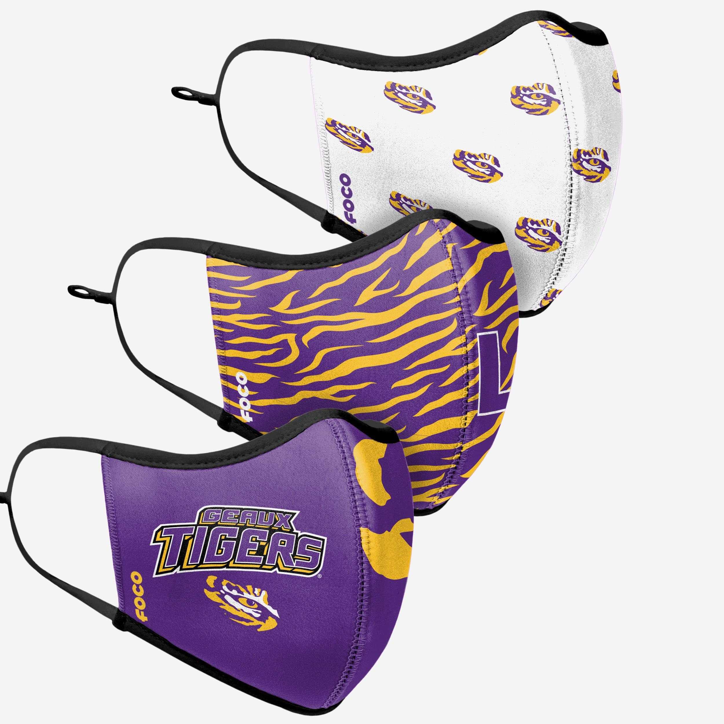 LSU Tigers Thematic Sports 3-Pack Face Cover - Show Your Team Spirit!