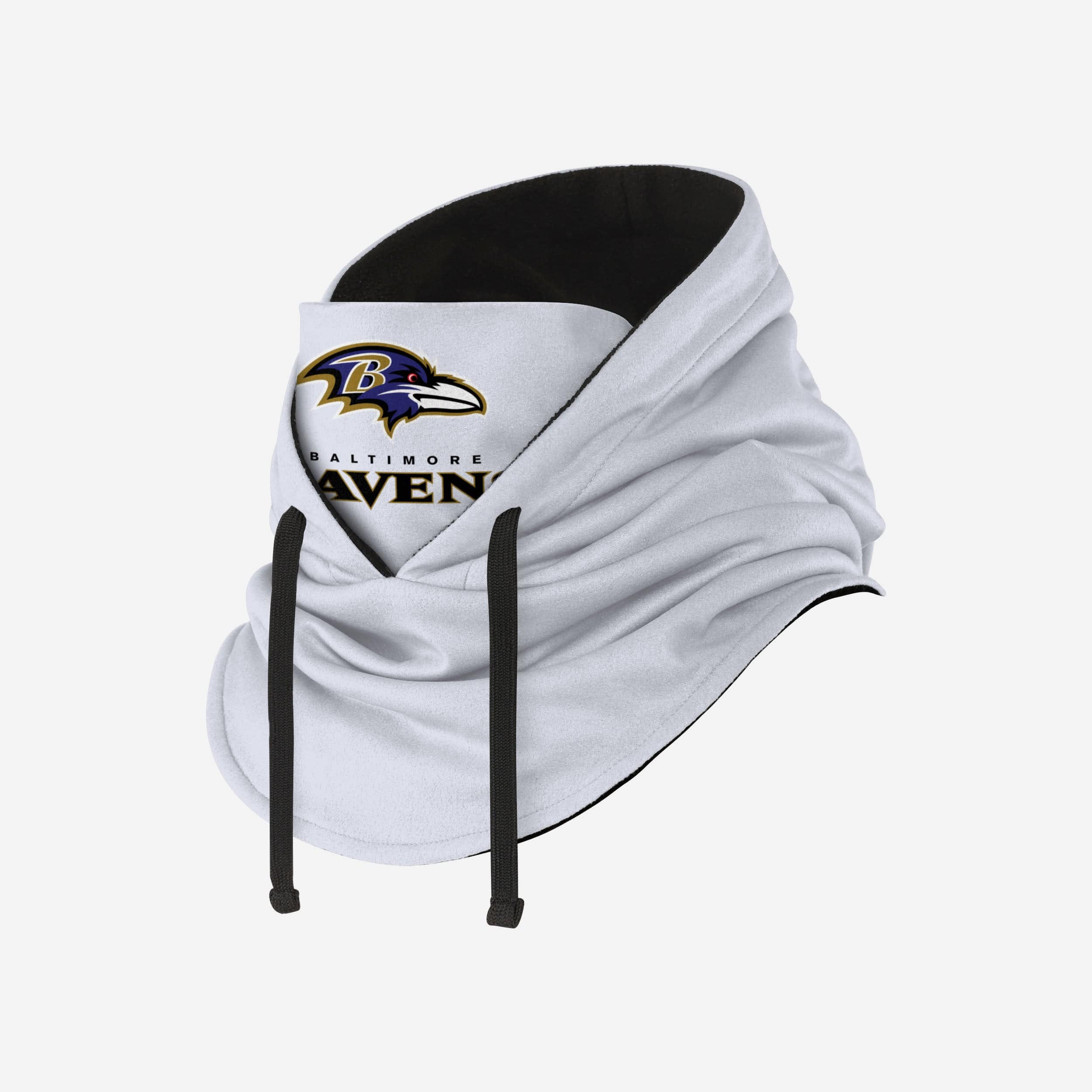 Baltimore Ravens Stunning White Drawstring Hooded Gaiter - Must - Have for Fans!