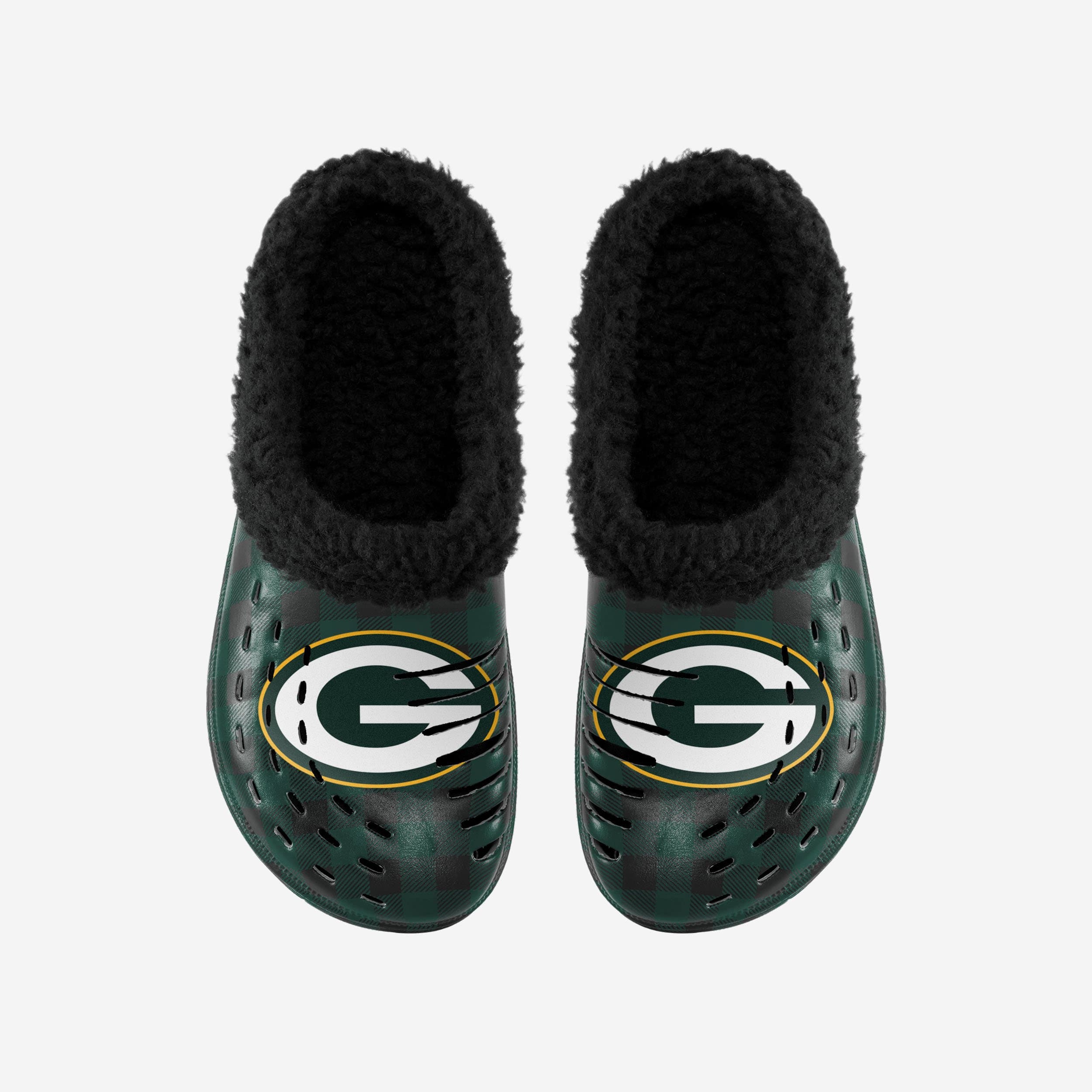 Green Bay Packers Sherpa-Lined Buffalo Check Fashion Clogs