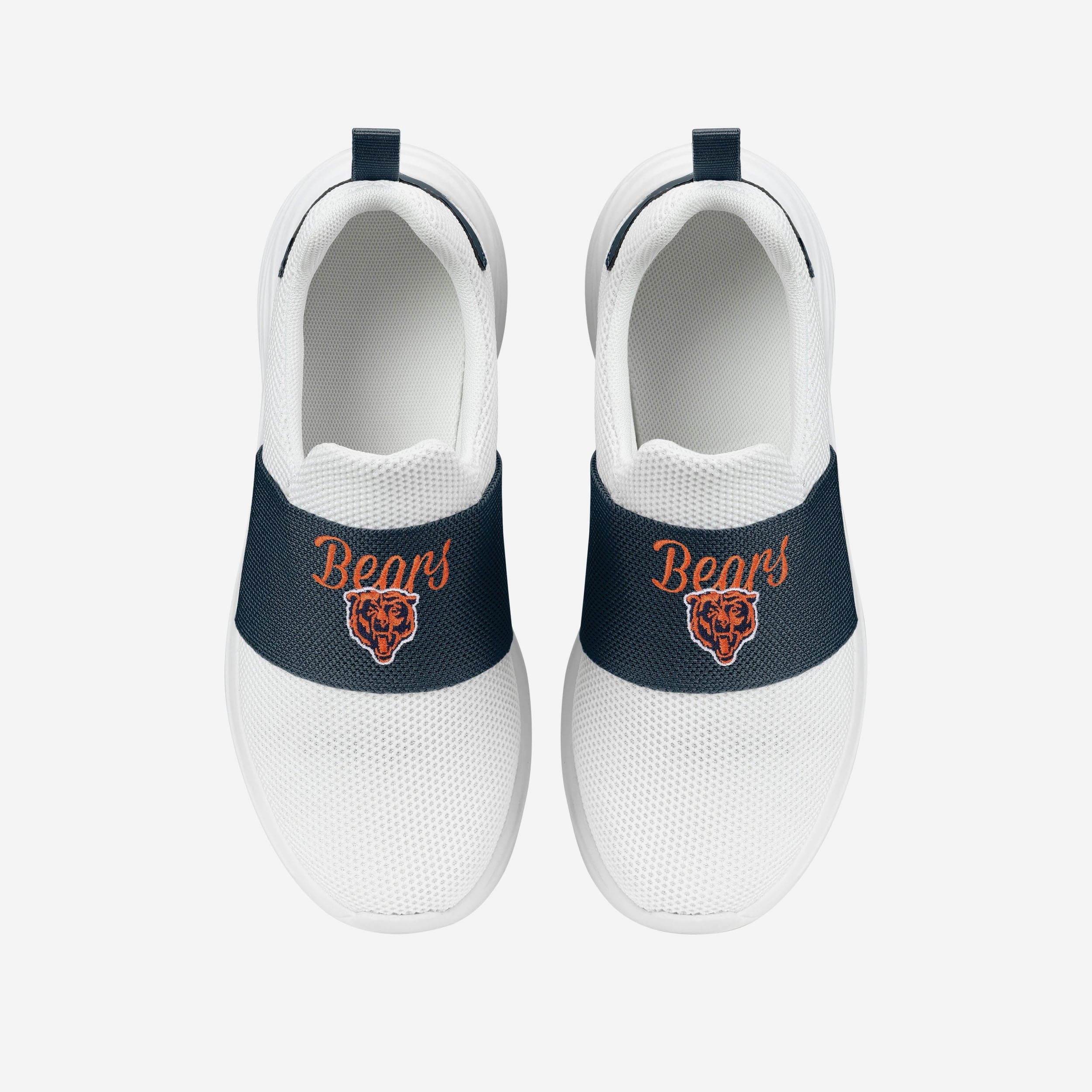Stylish Chicago Bears Women's White Slip-On Script Wordmark Sneakers
