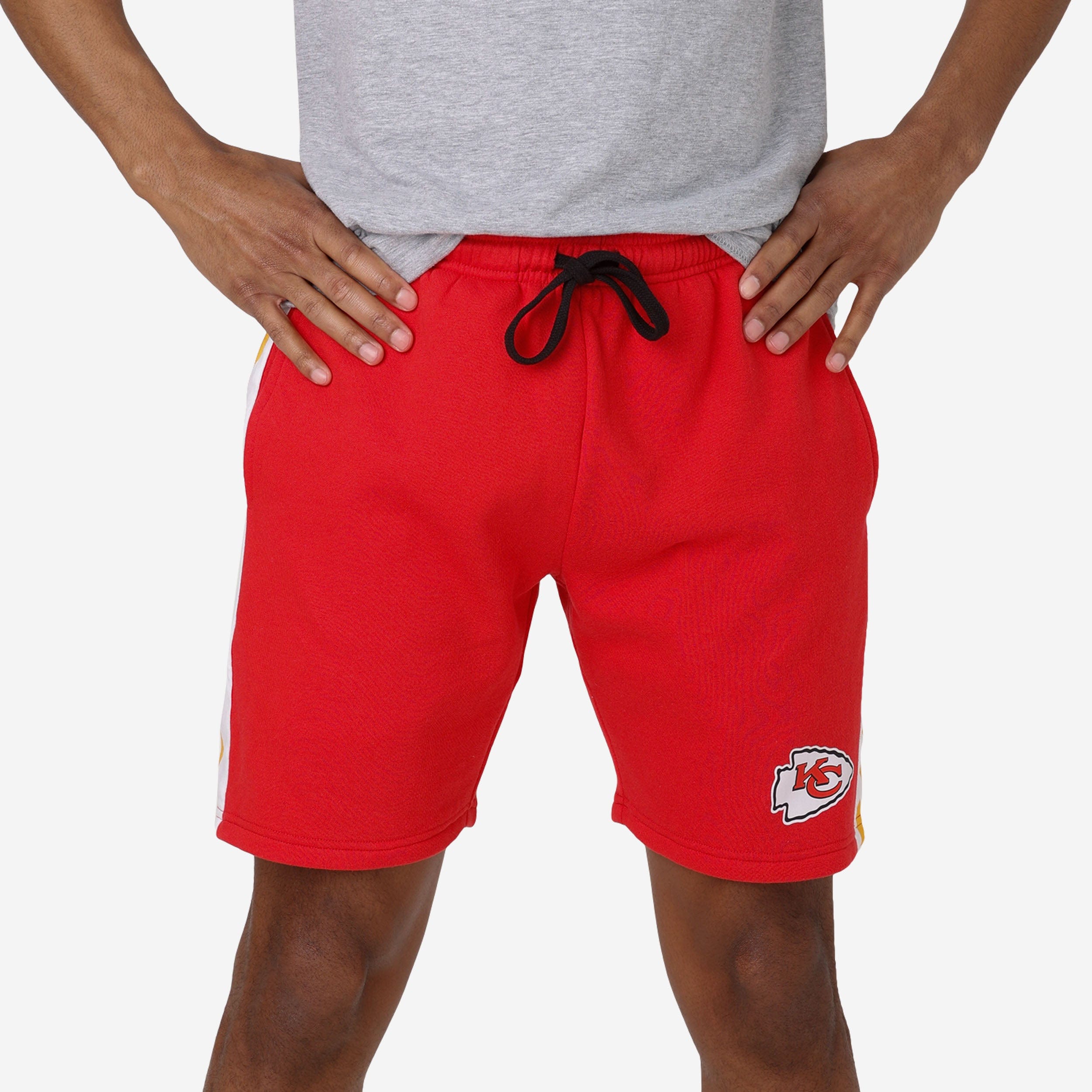 Exciting Kansas City Chiefs Side Stripe Fleece Shorts - Show Your Team Spirit!