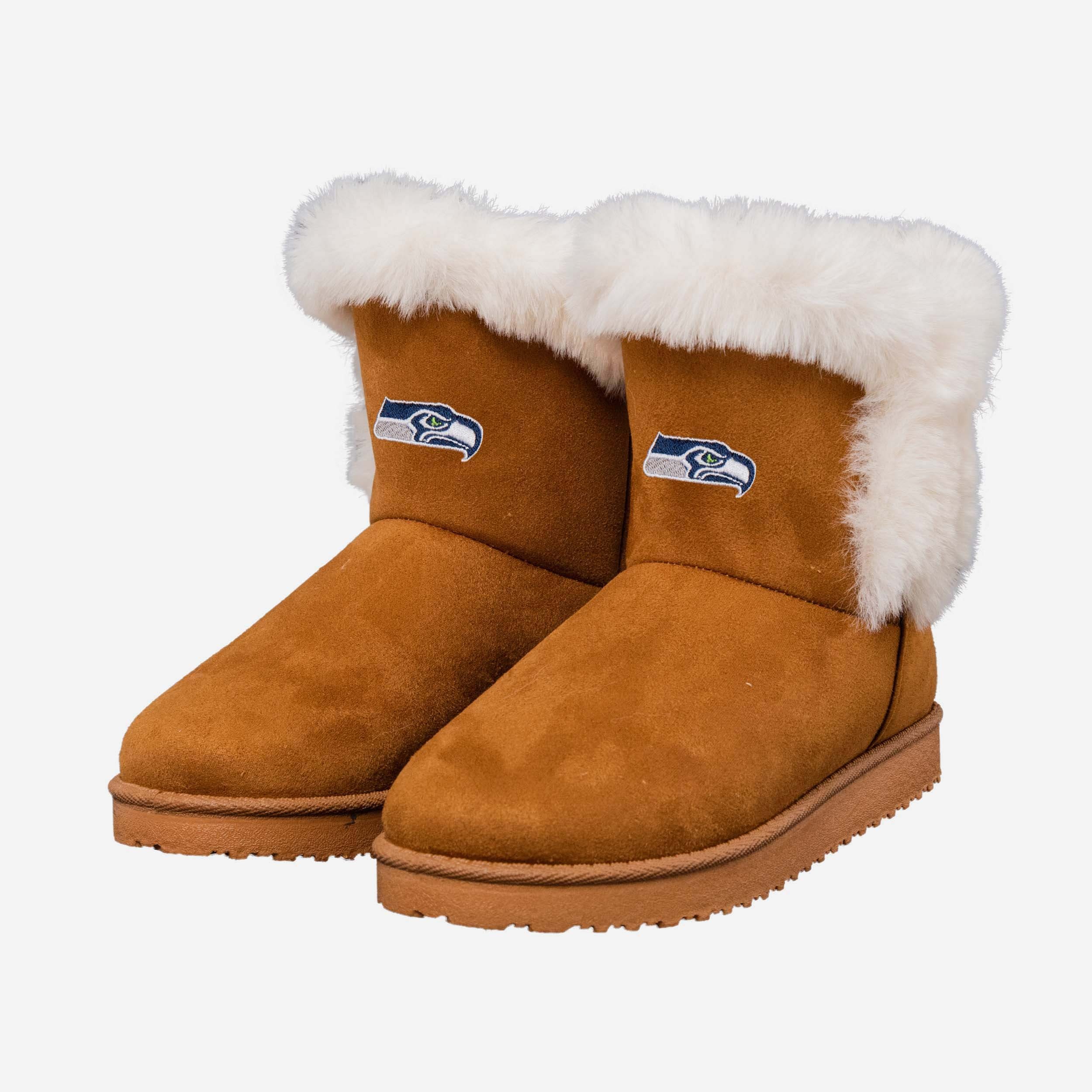 Seattle Seahawks Women's Stunning White Fur Boots