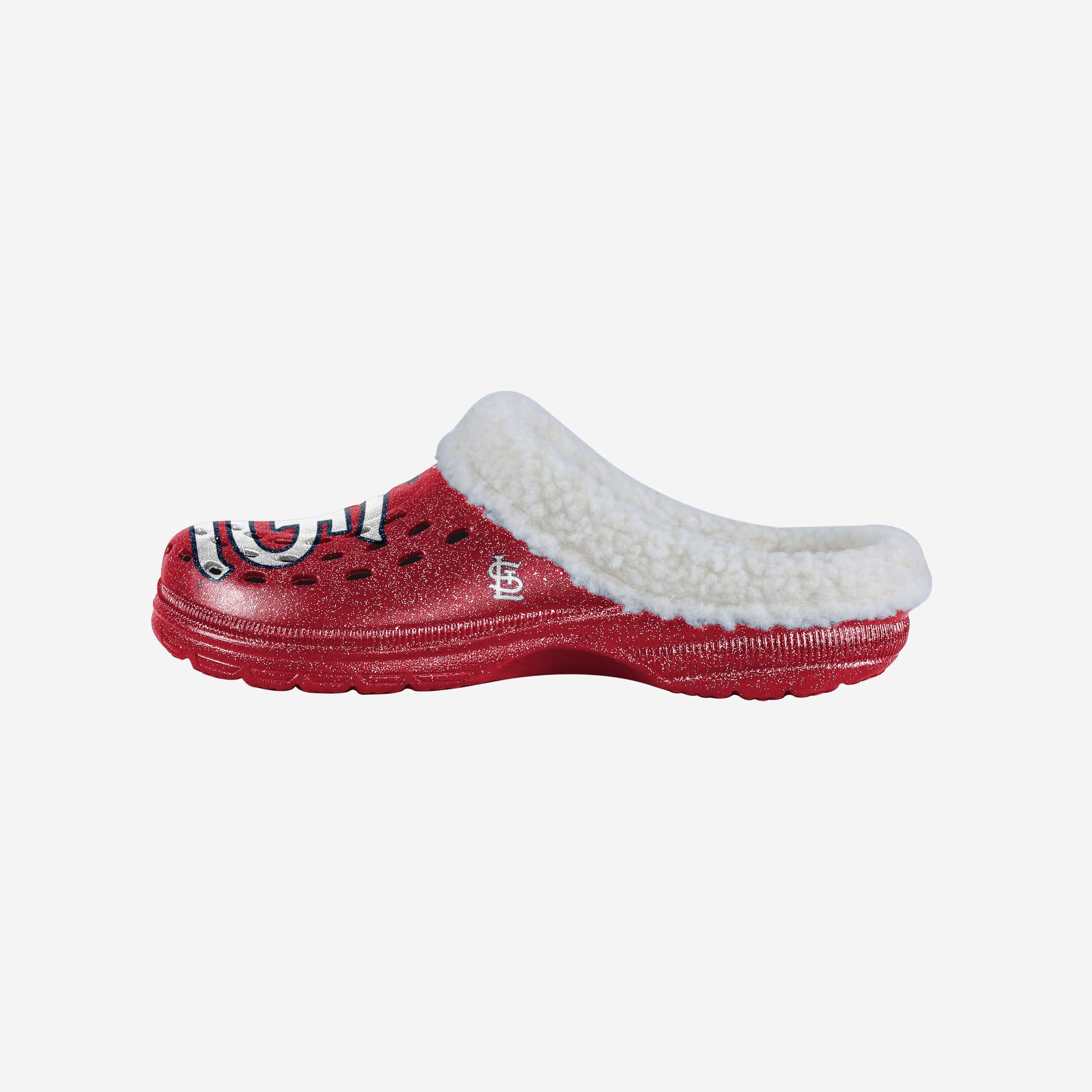 Sparkling St Louis Cardinals Women's Sherpa-Lined Glitter Clogs