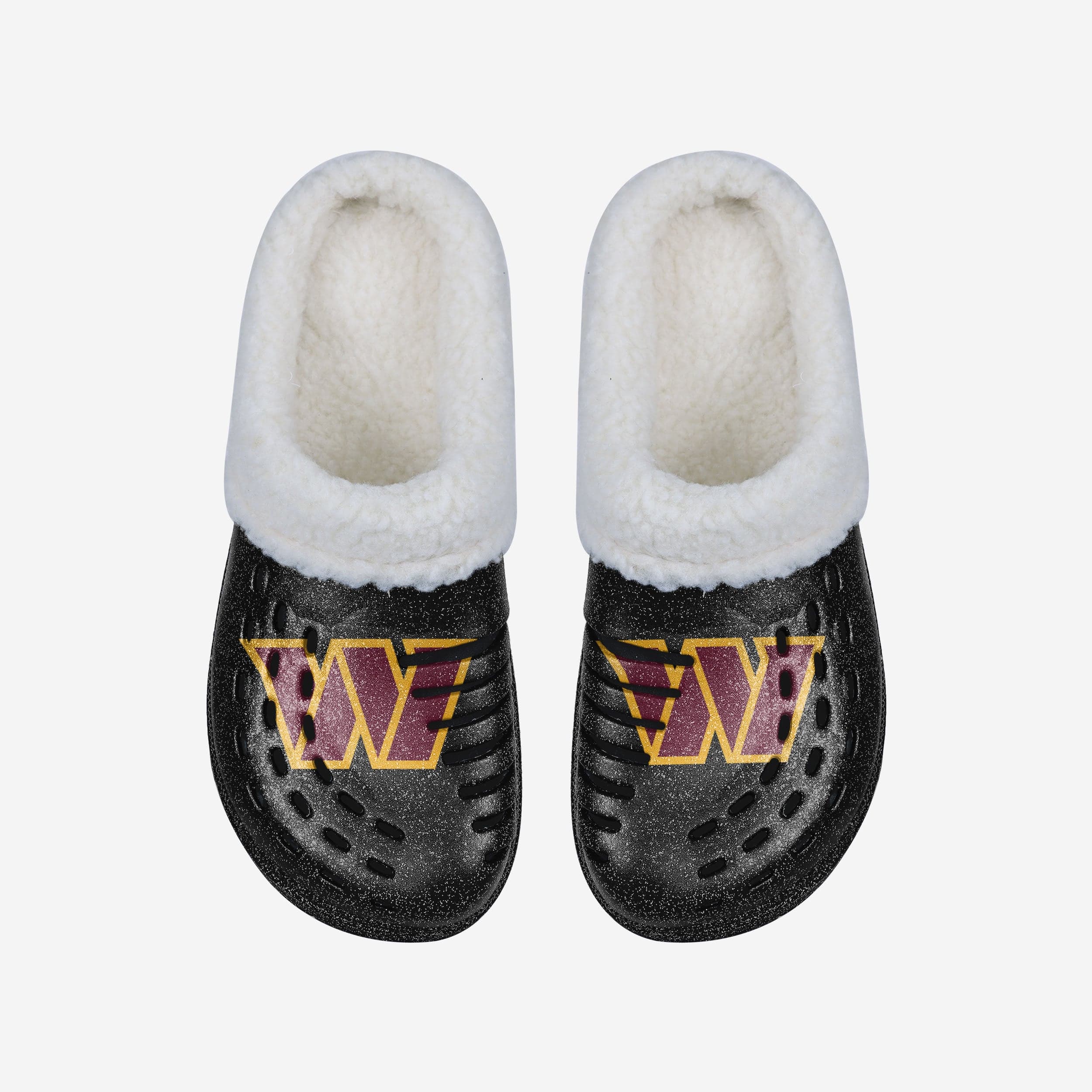 Washington Commanders Women's Sparkling Sherpa-Lined Glitter Clogs