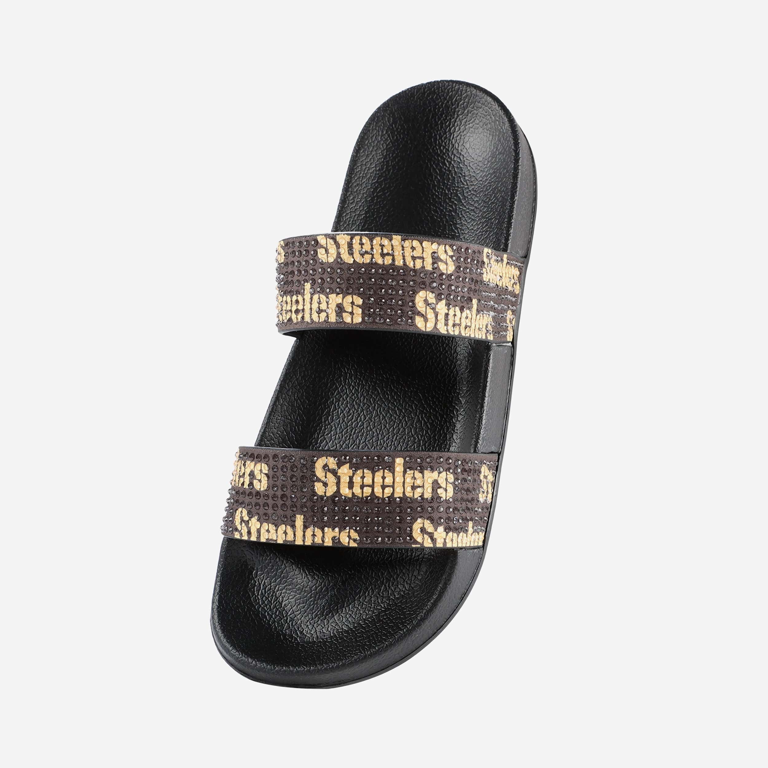 Sparkling Pittsburgh Steelers Women's Double Strap Sandals