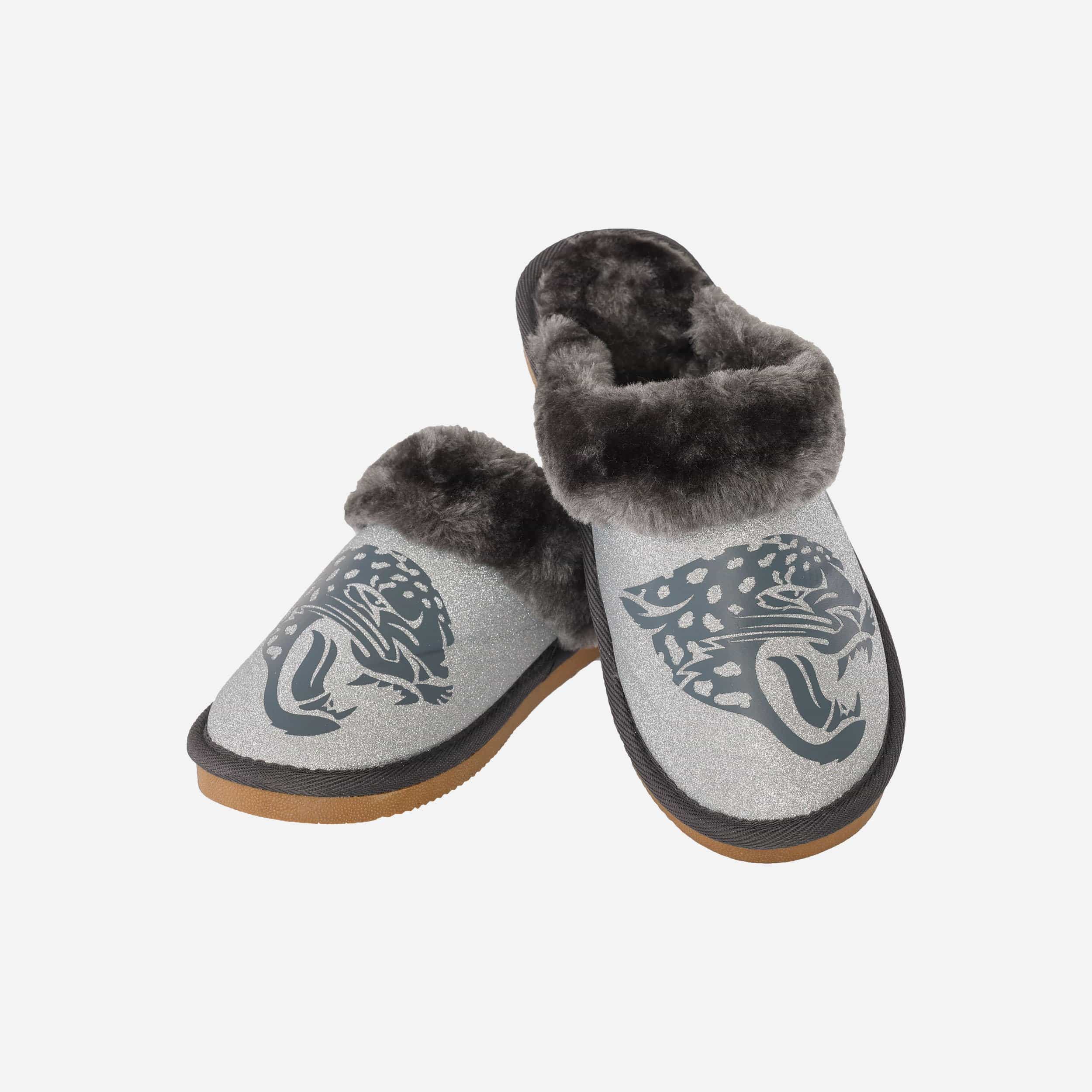 Sparkling Jacksonville Jaguars Women's Open-Back Fur Moccasin Slippers