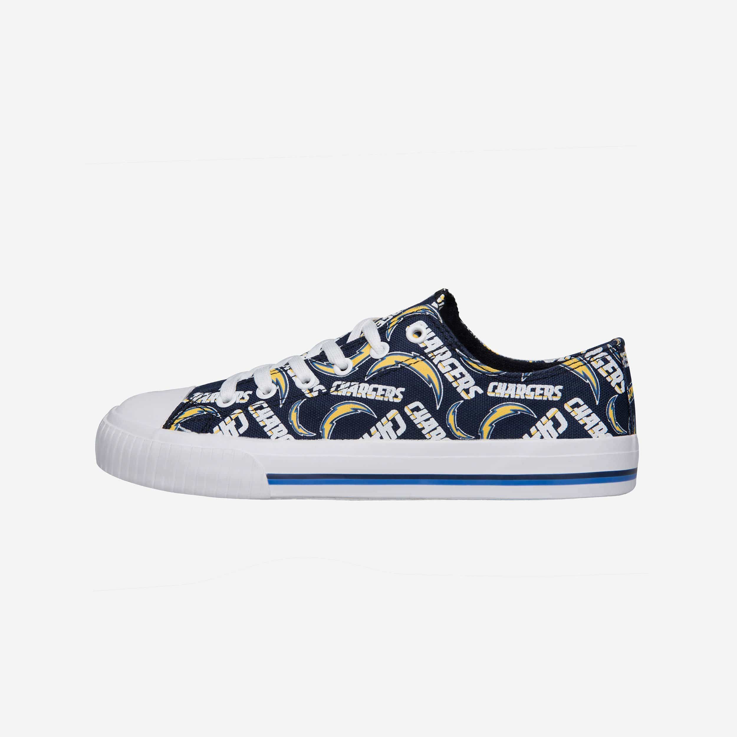 Stylish Los Angeles Chargers Women's Low-Top Repeat Print Canvas Shoes