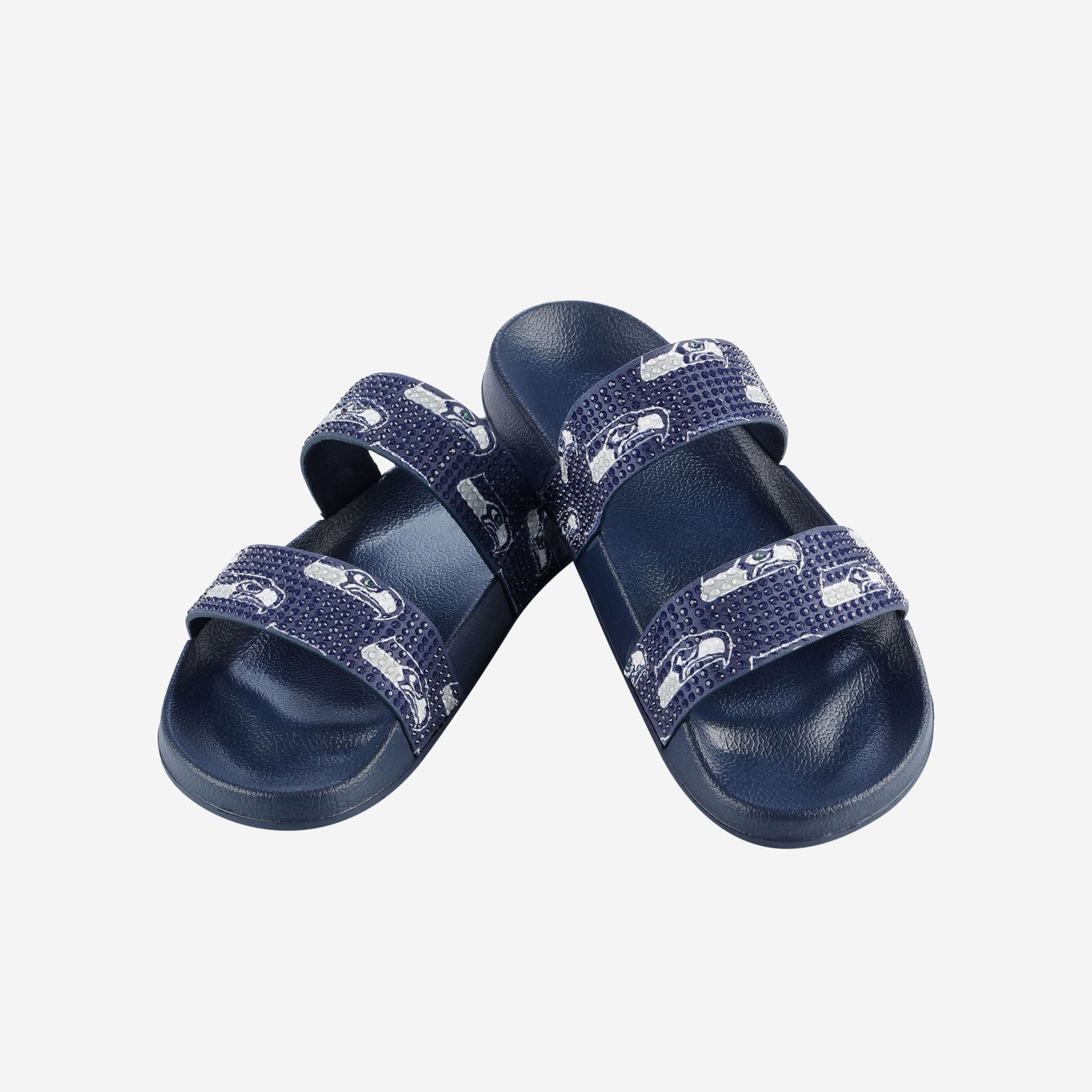 Glamorous Seattle Seahawks Women's Double Strap Shimmer Sandals