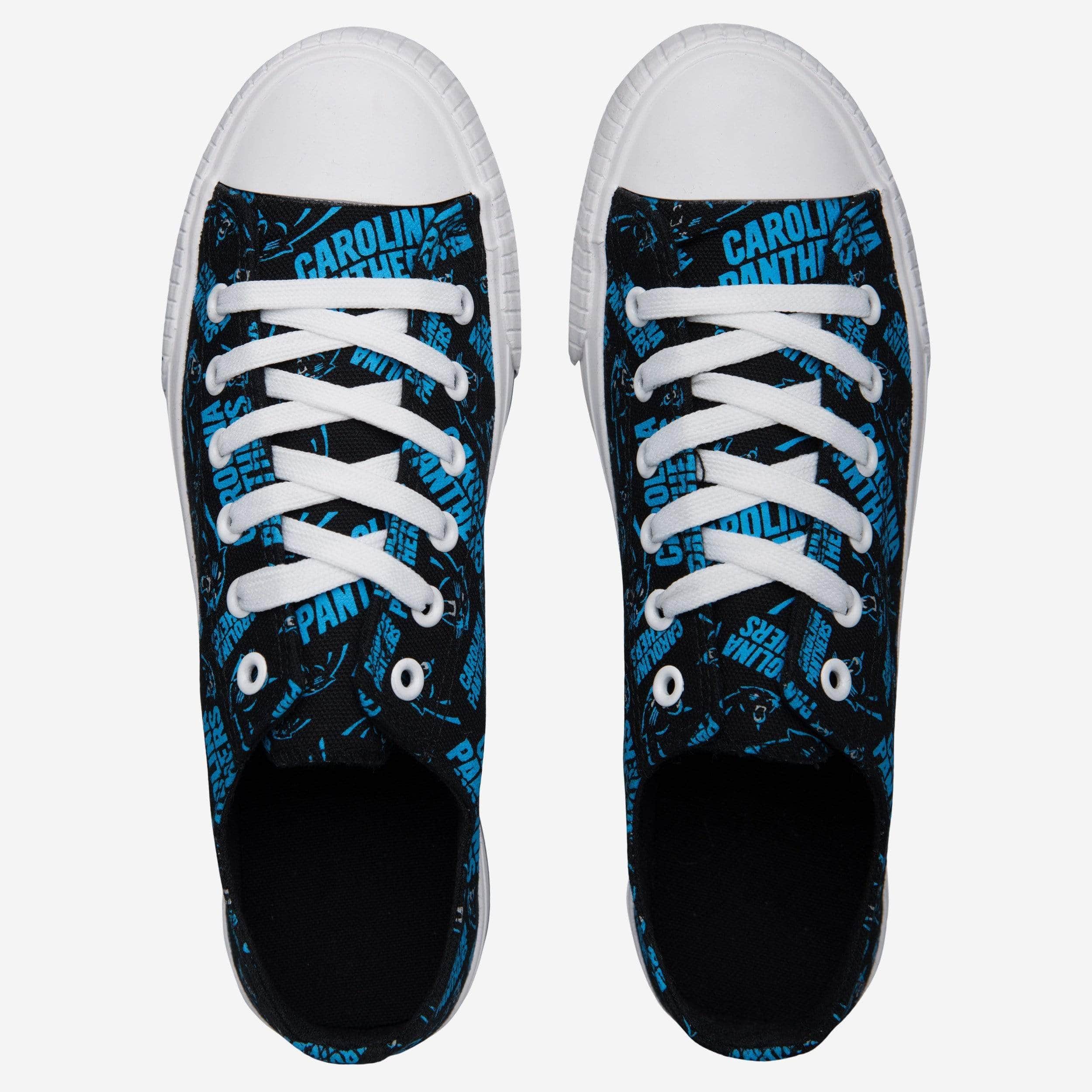 Carolina Panthers Women's Stylish Low-Top Canvas Shoes with Repeat Print