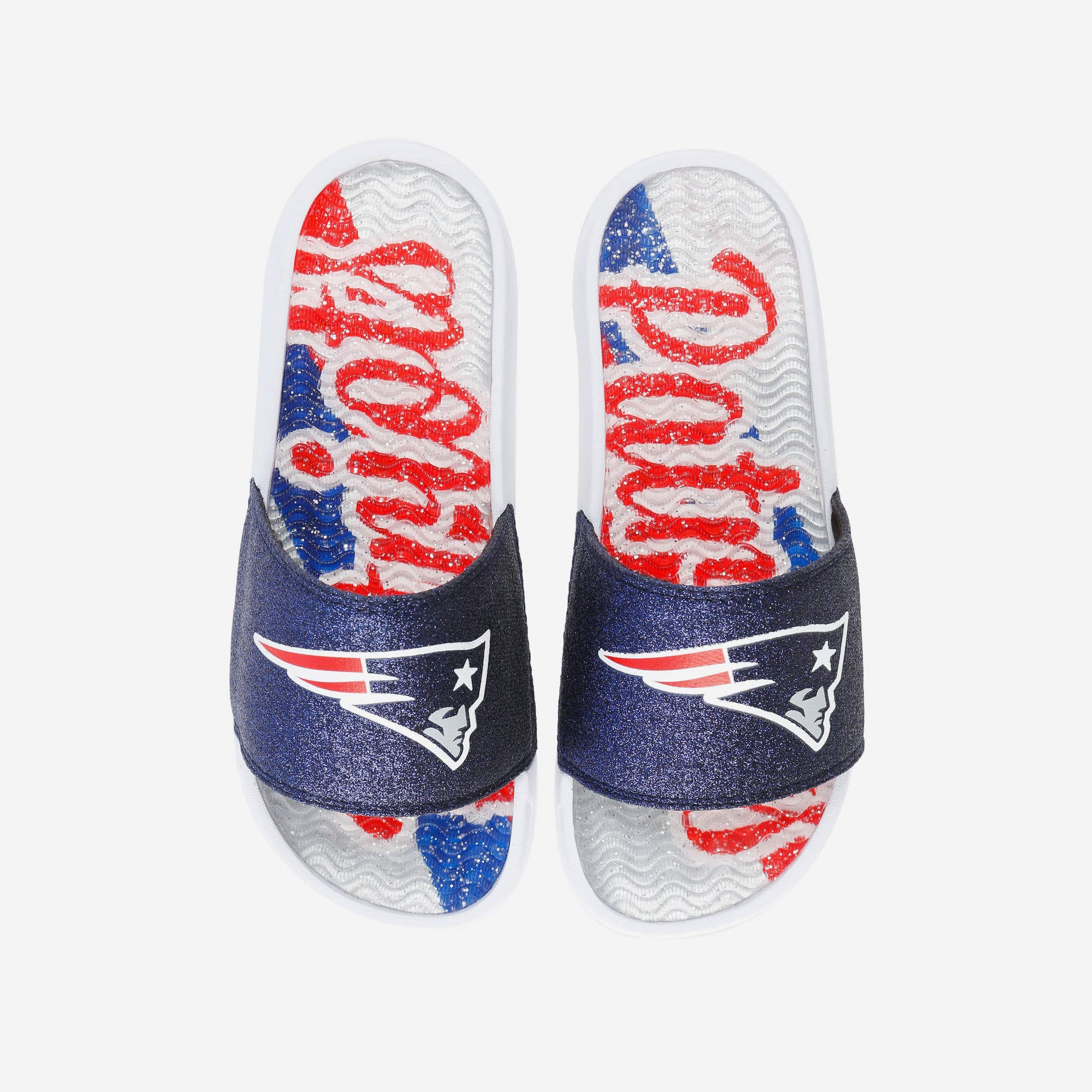 New England Patriots Women's Sparkling Gel Slides - Shine with Team Spirit!