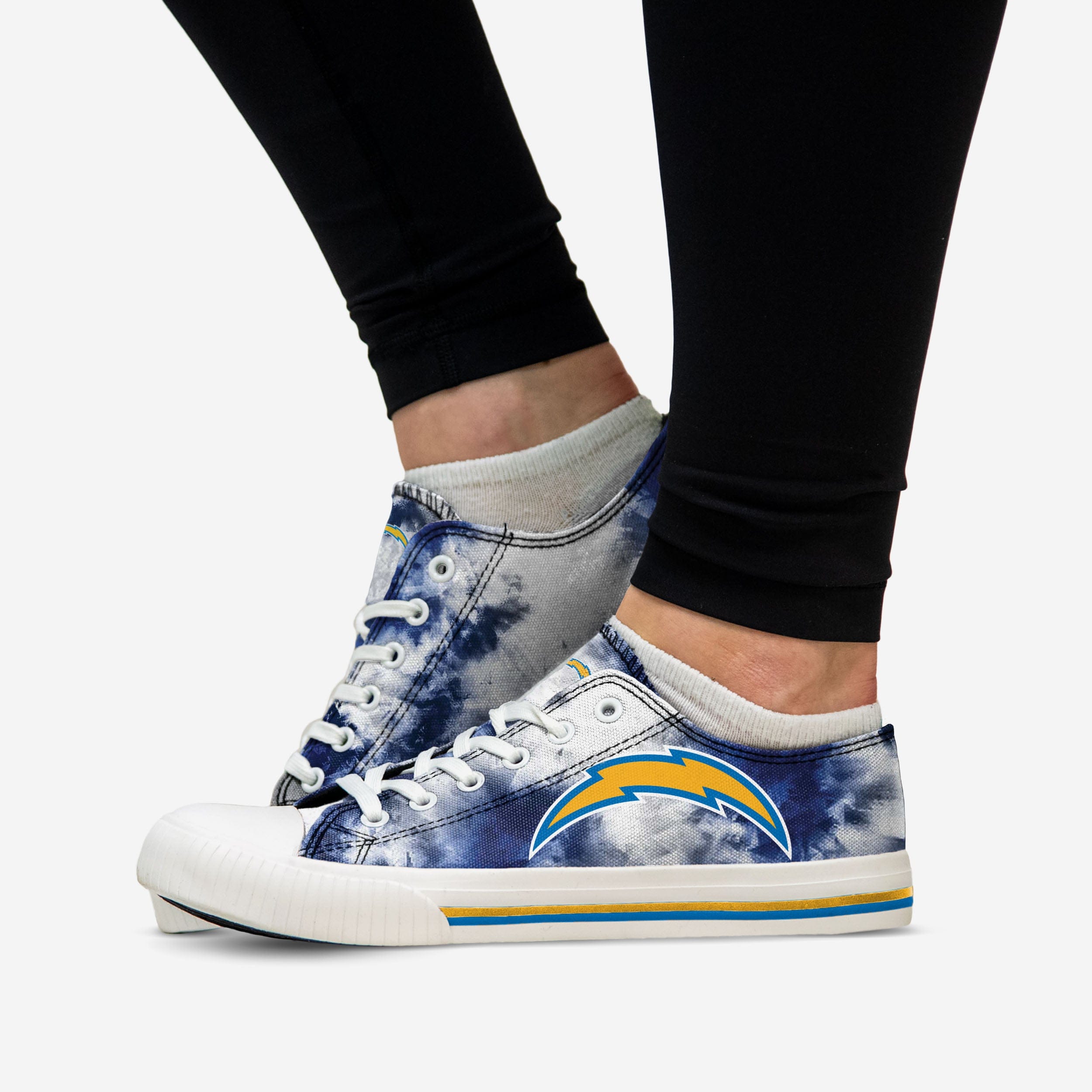 Los Angeles Chargers Women's Stylish Low-Top Tie-Dye Canvas Shoes