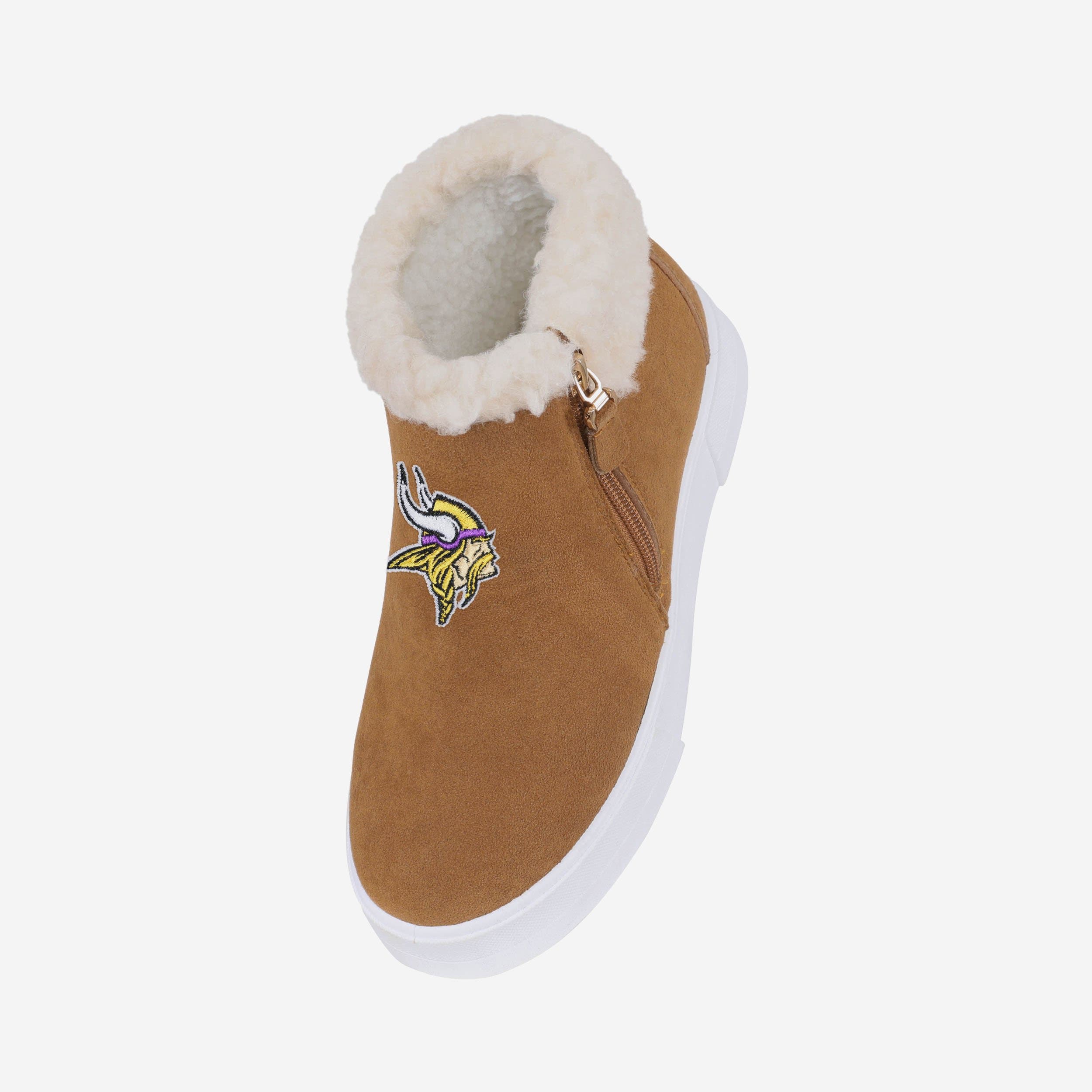 Minnesota Vikings Women's Fuzzy Brim Zipper Boots - Show Your Fandom!