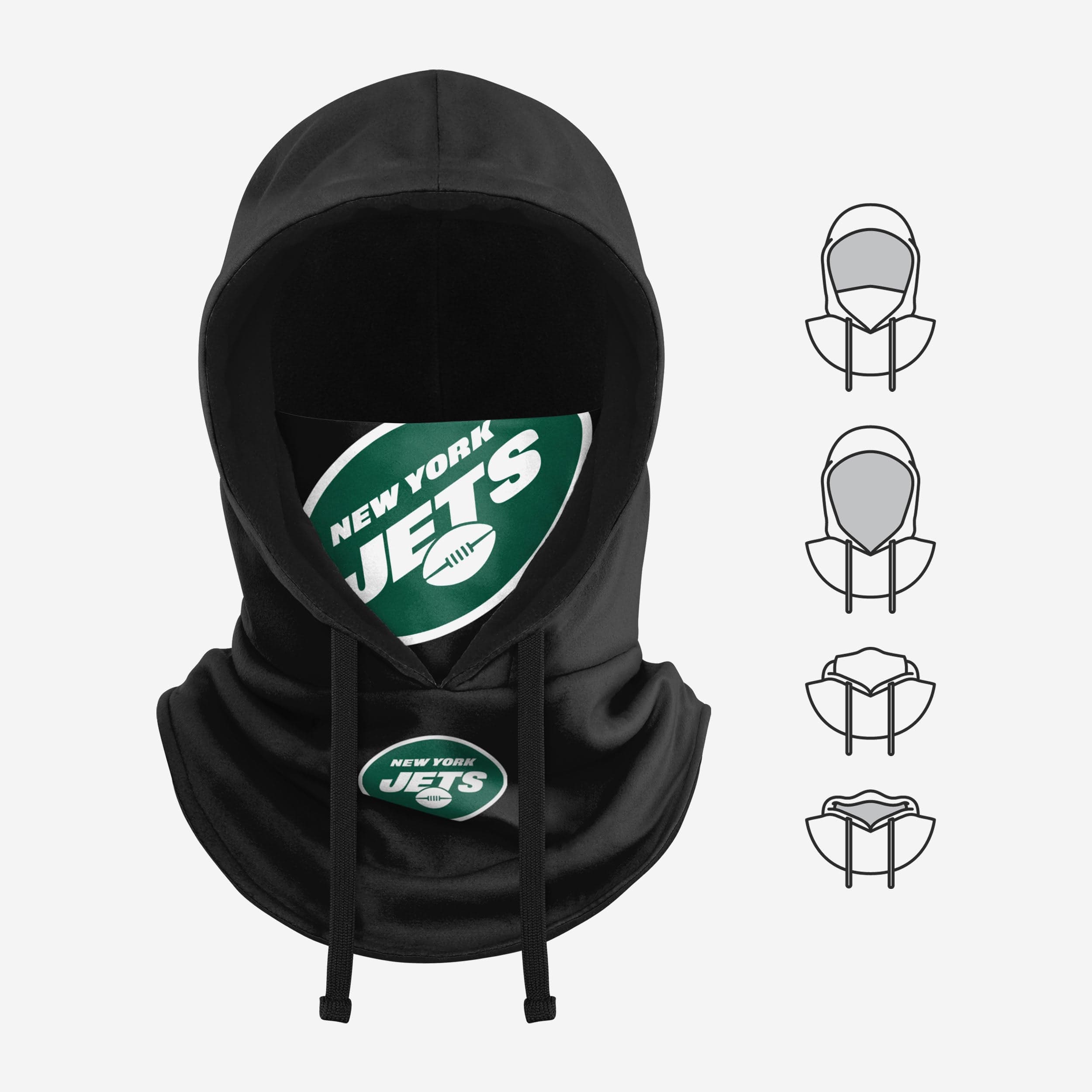 New York Jets Black Drawstring Hooded Gaiter - Stay Warm in Style!
