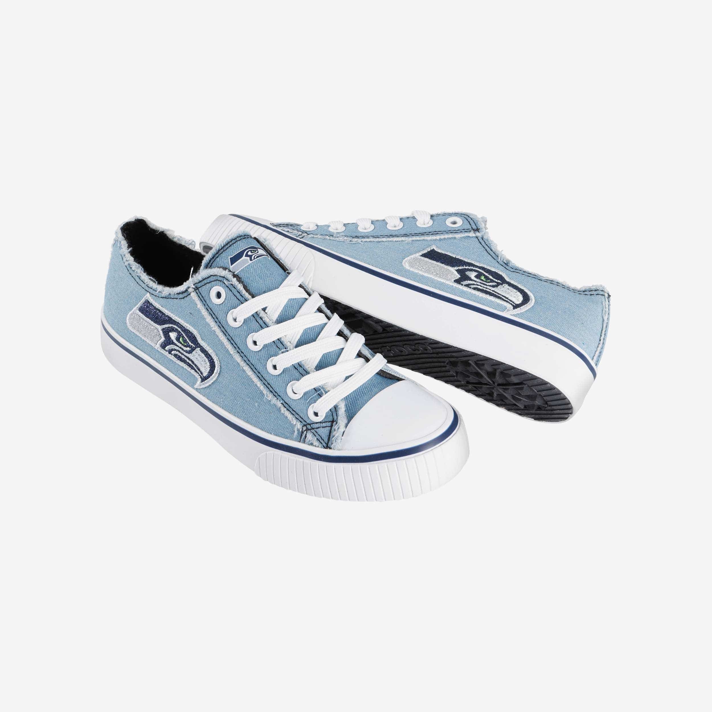 Shining Seattle Seahawks Women's Denim Low-Top Canvas Shoes