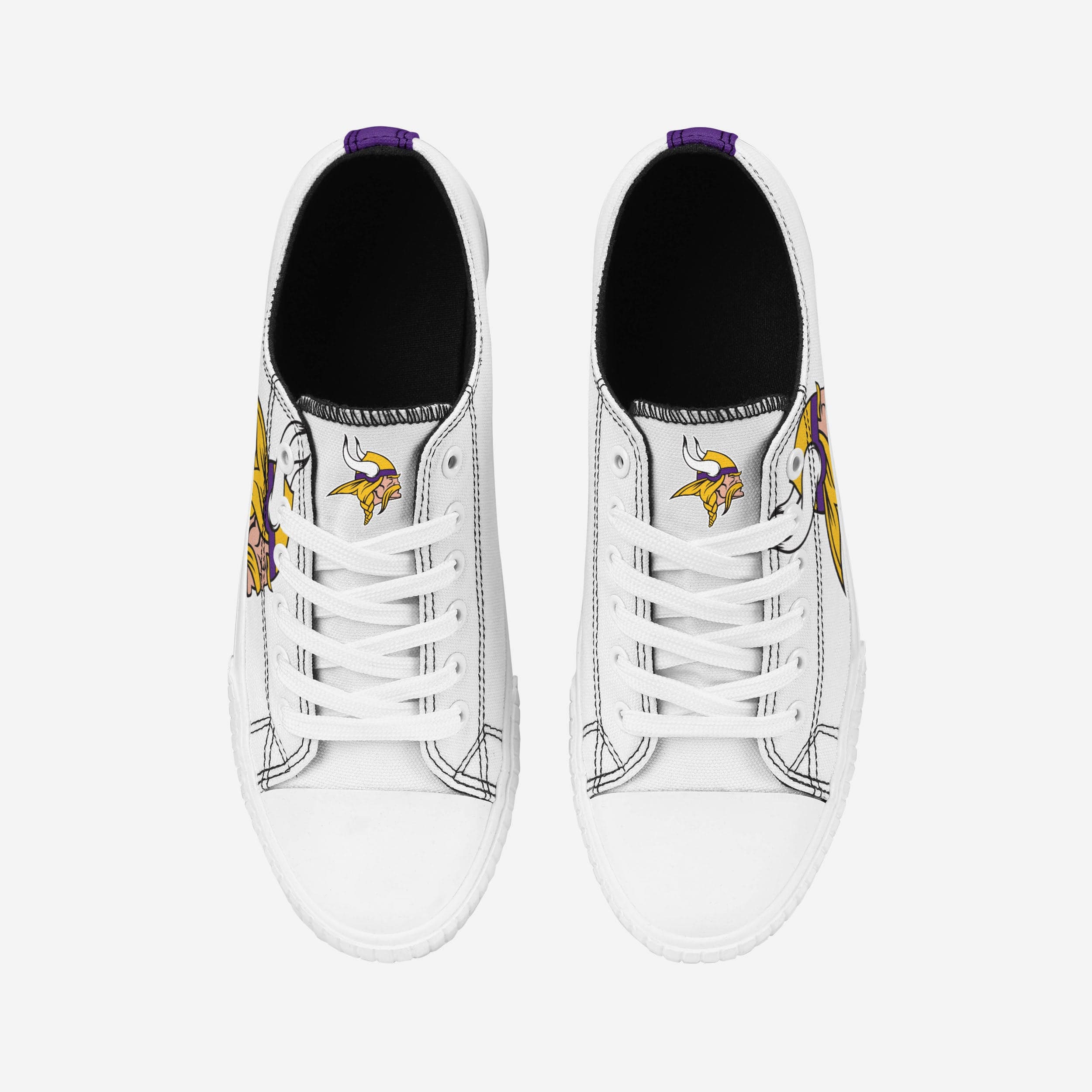 Stylish Minnesota Vikings Women's Big Logo Low Top White Canvas Shoes