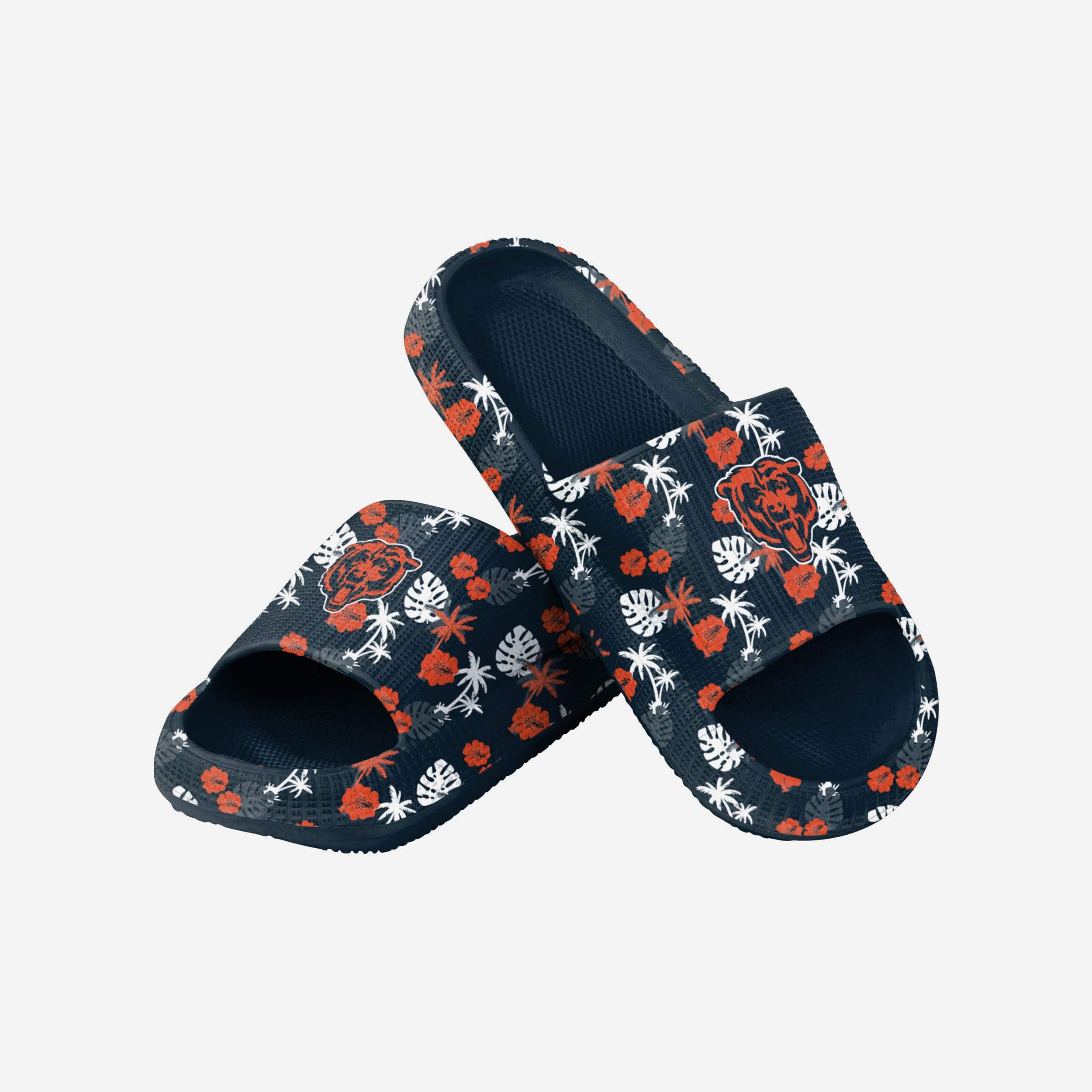 Stylish Chicago Bears Women's Floral Pillow Slides
