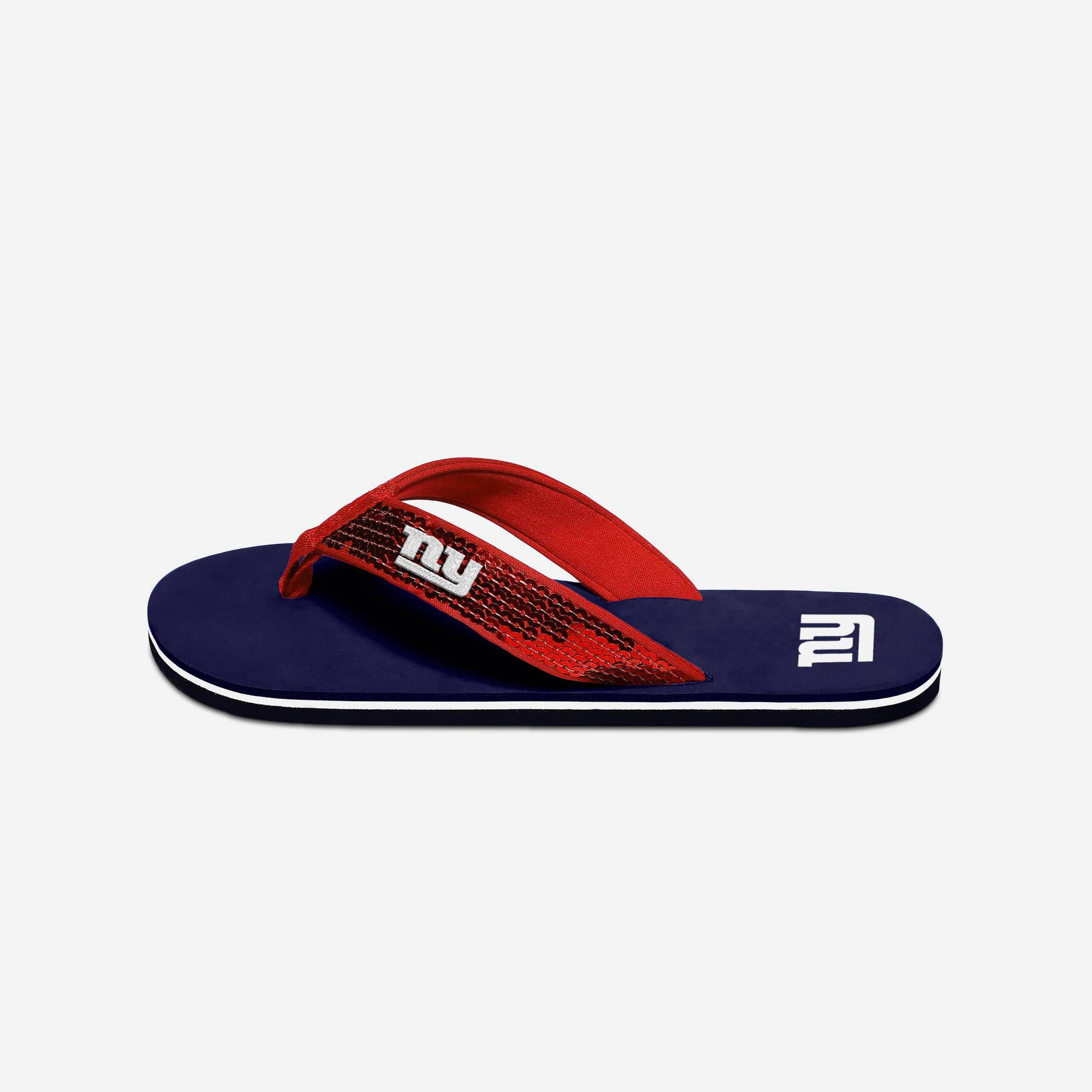 Glamorous New York Giants Women's Sequin Flip Flops