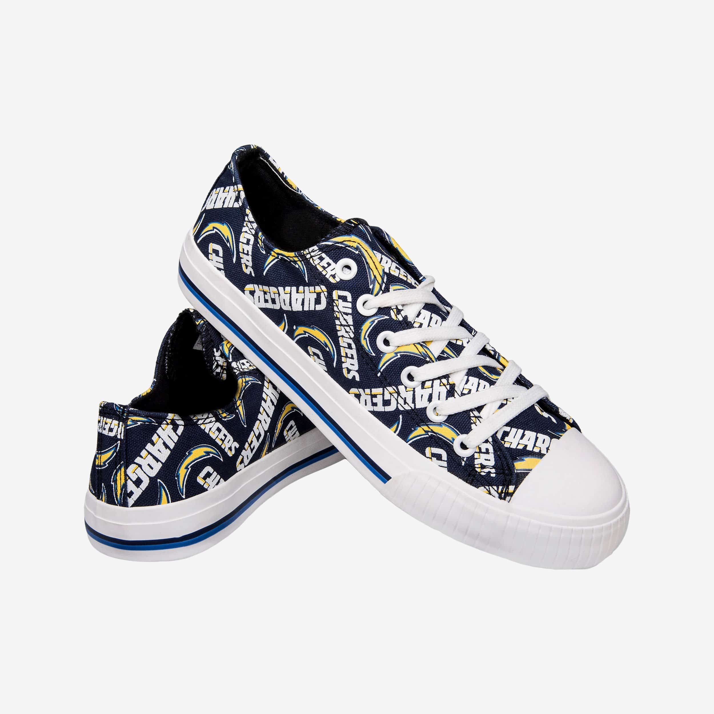 Stylish Los Angeles Chargers Women's Low-Top Repeat Print Canvas Shoes