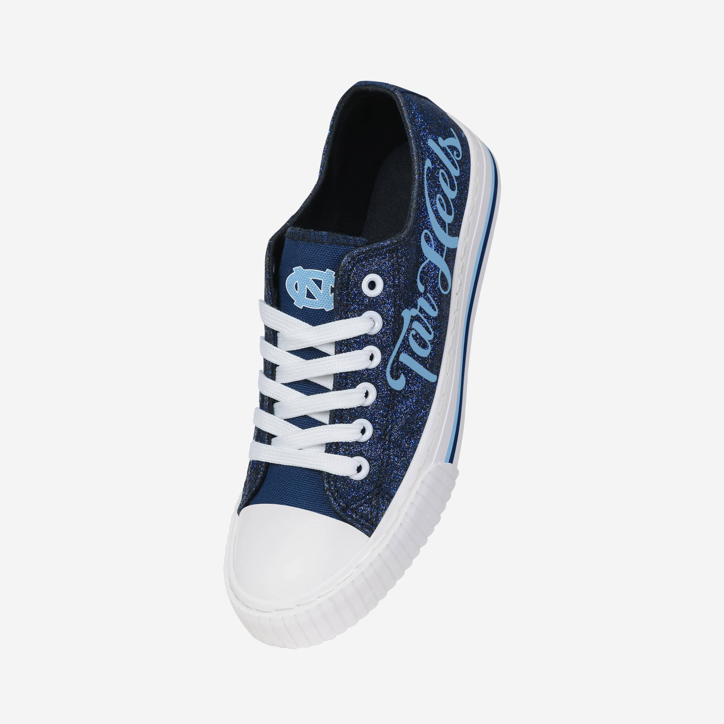 North Carolina Tar Heels Women's Sparkling Color Glitter Low-Top Canvas Shoes