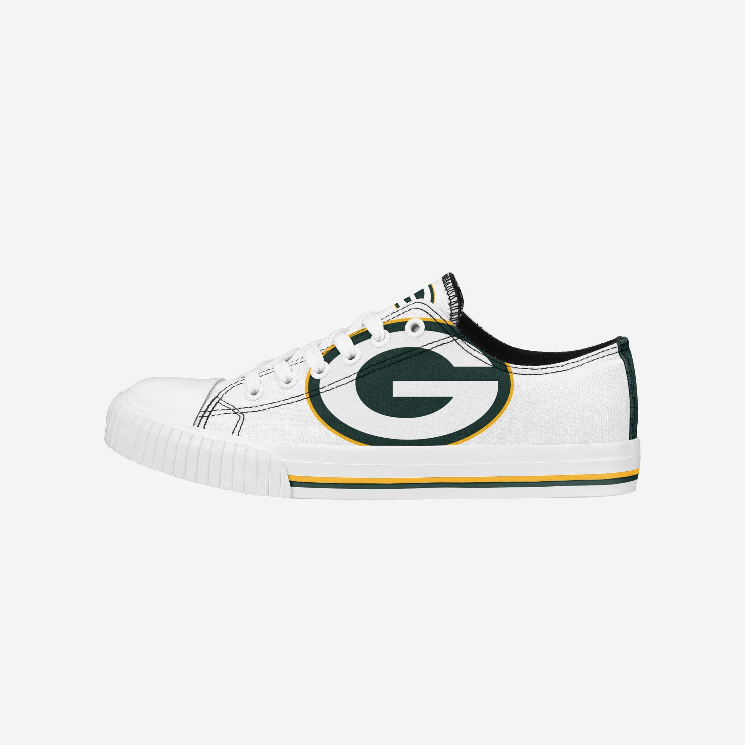 Green Bay Packers Women's Stylish Big Logo Low Top White Canvas Shoes