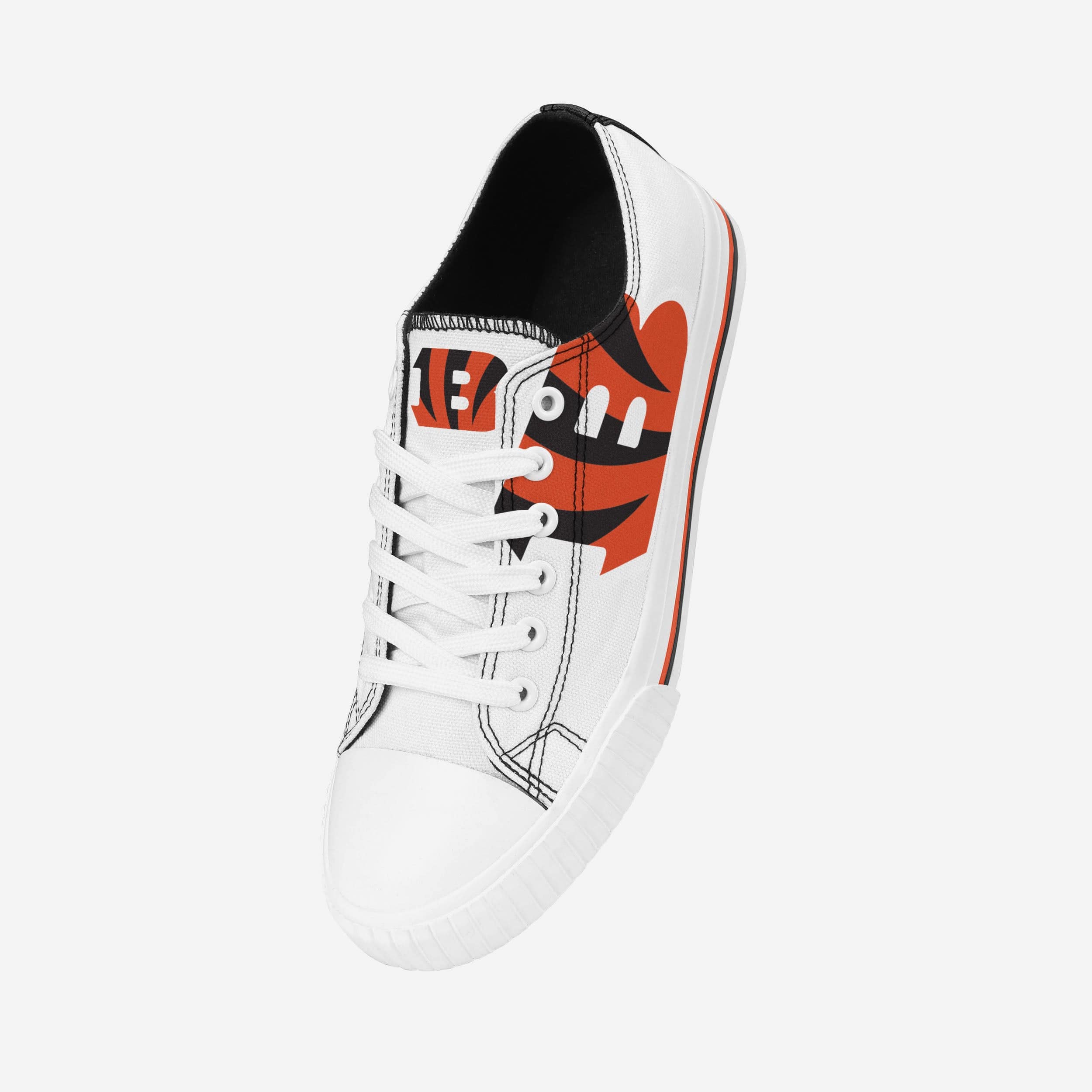 Cincinnati Bengals Women's Stylish Big Logo Low-Top White Canvas Shoes