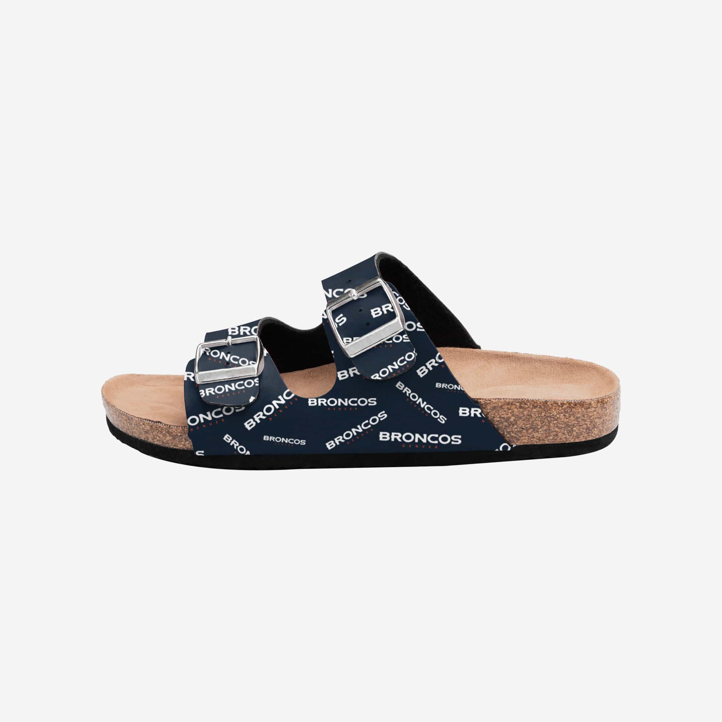 Denver Broncos Women's Mini Print Double Buckle Sandals - Step in Style!