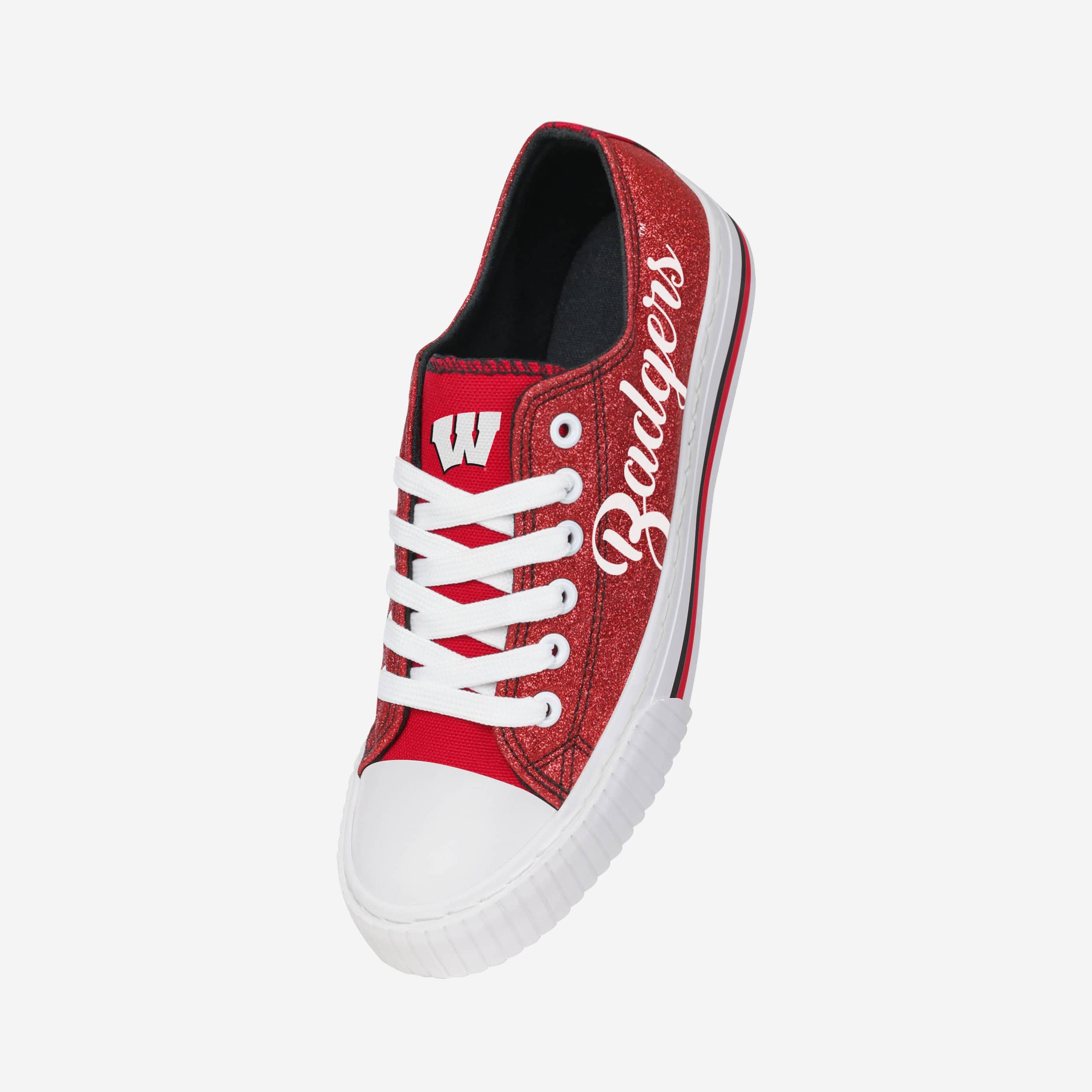 Sparkling Wisconsin Badgers Women's Low Top Canvas Glitter Shoes