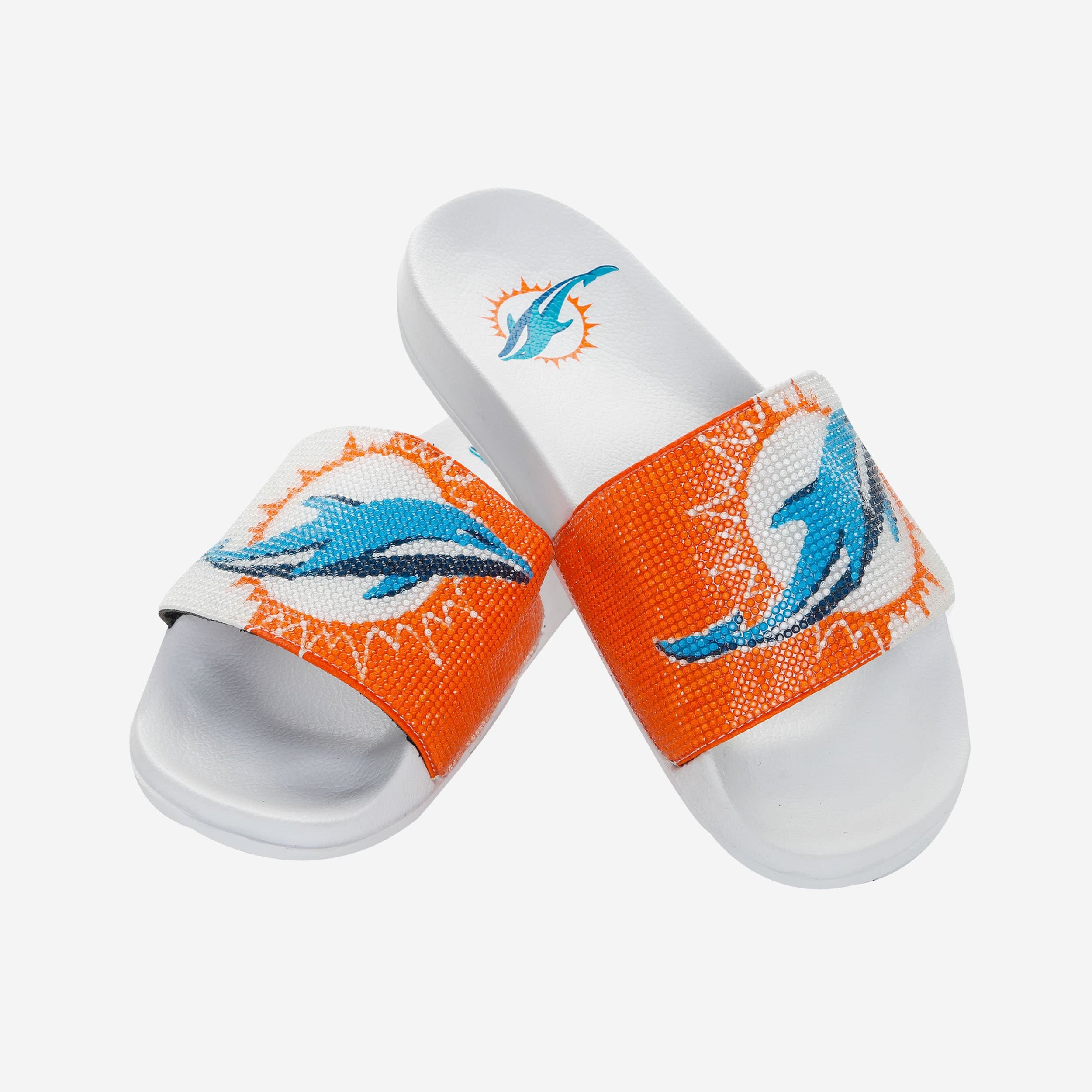 Gorgeous Miami Dolphins Women's Big Logo Shimmer Slides - Show Your Team Spirit!