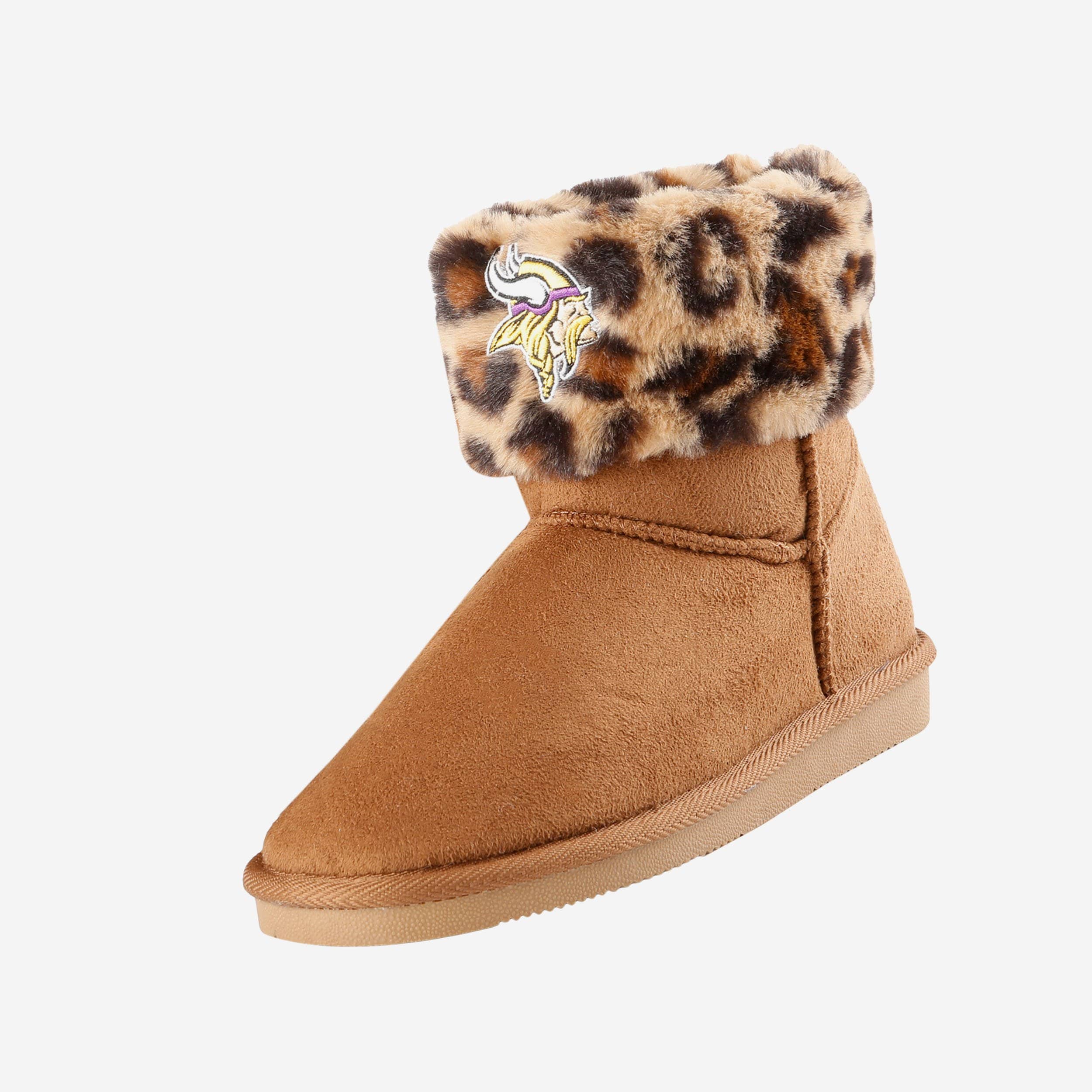 Minnesota Vikings Women's Cheetah Fur Fashion Boots