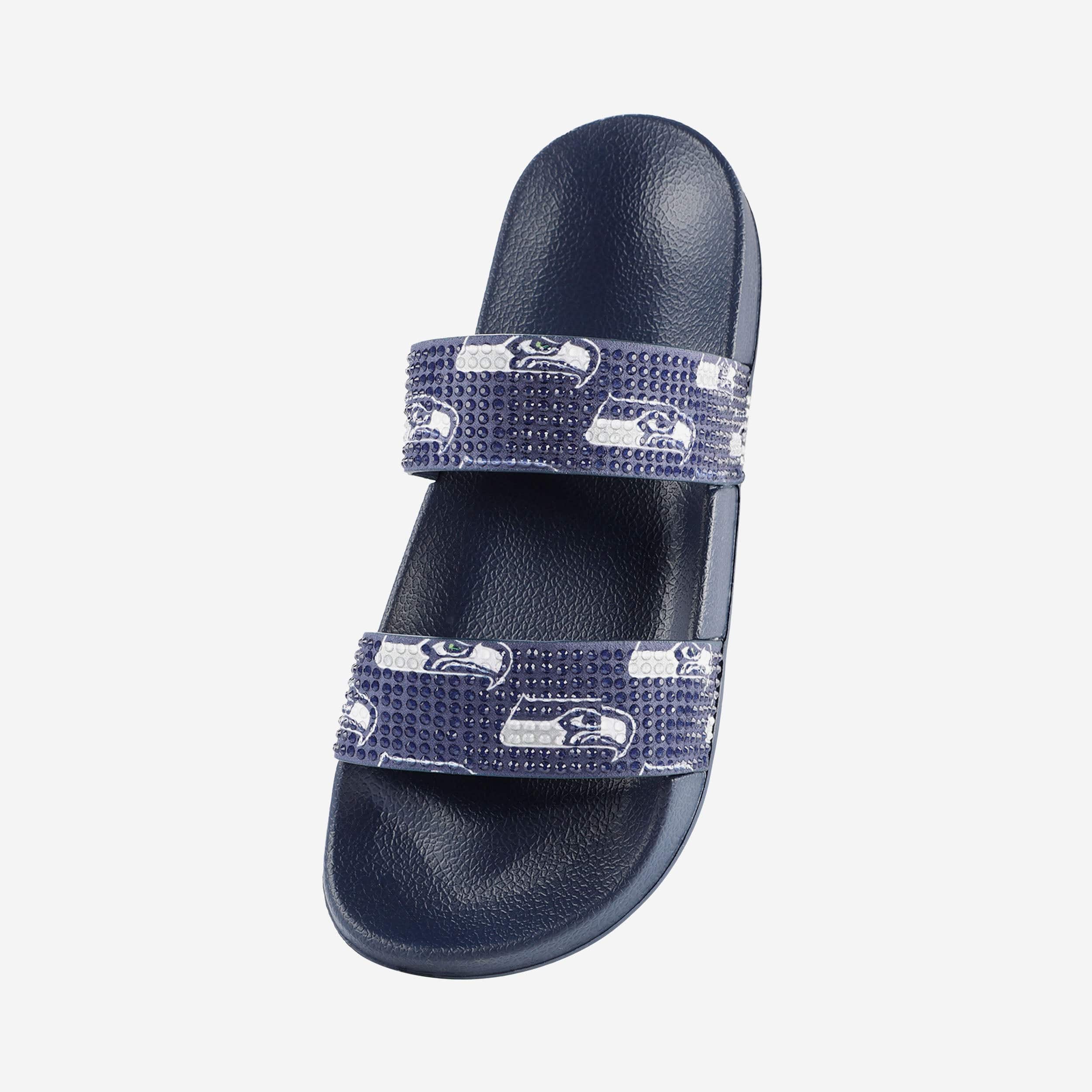 Glamorous Seattle Seahawks Women's Double Strap Shimmer Sandals