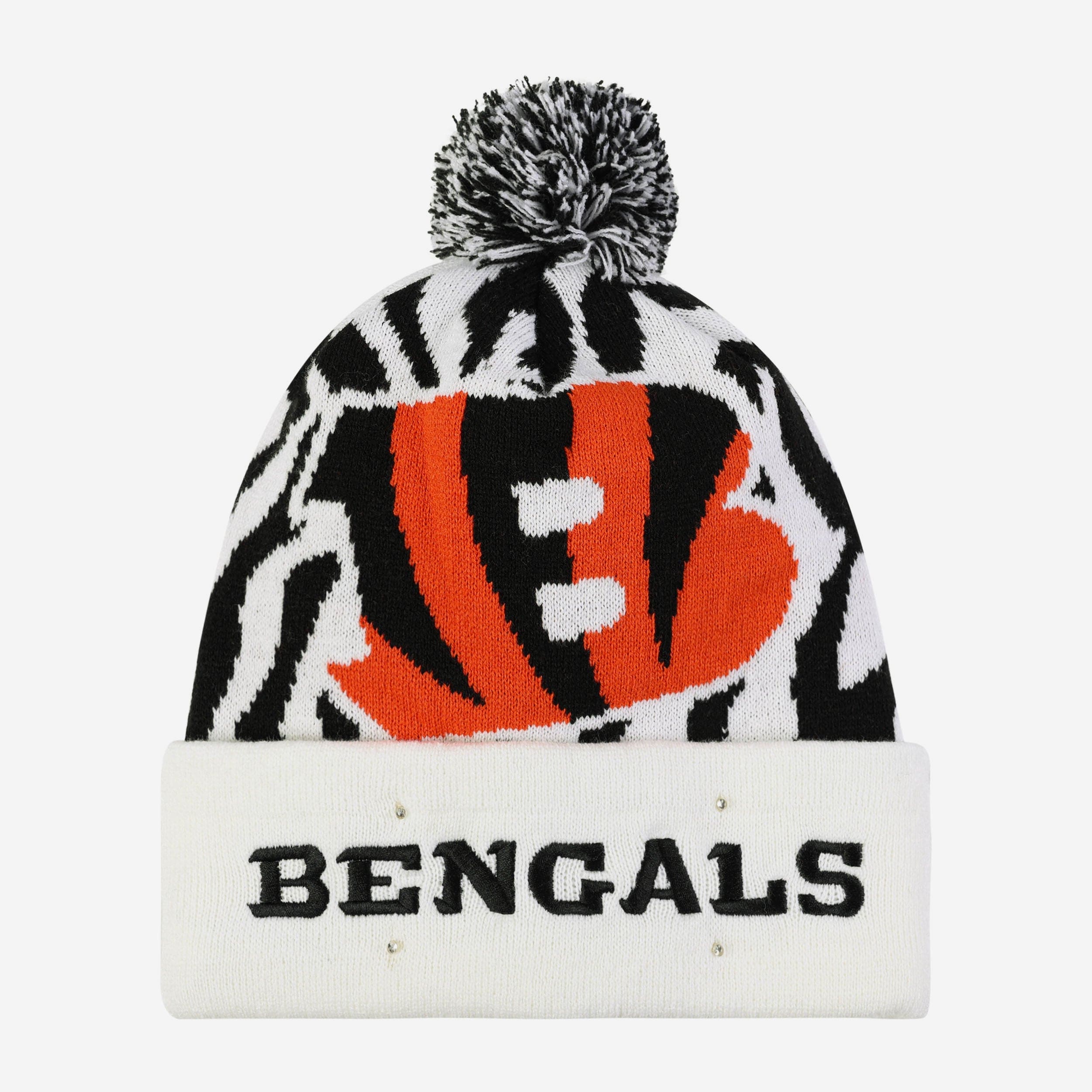 Cincinnati Bengals White Stripe Big Logo LED Lit Beanie - Light Up Your Team Spirit!