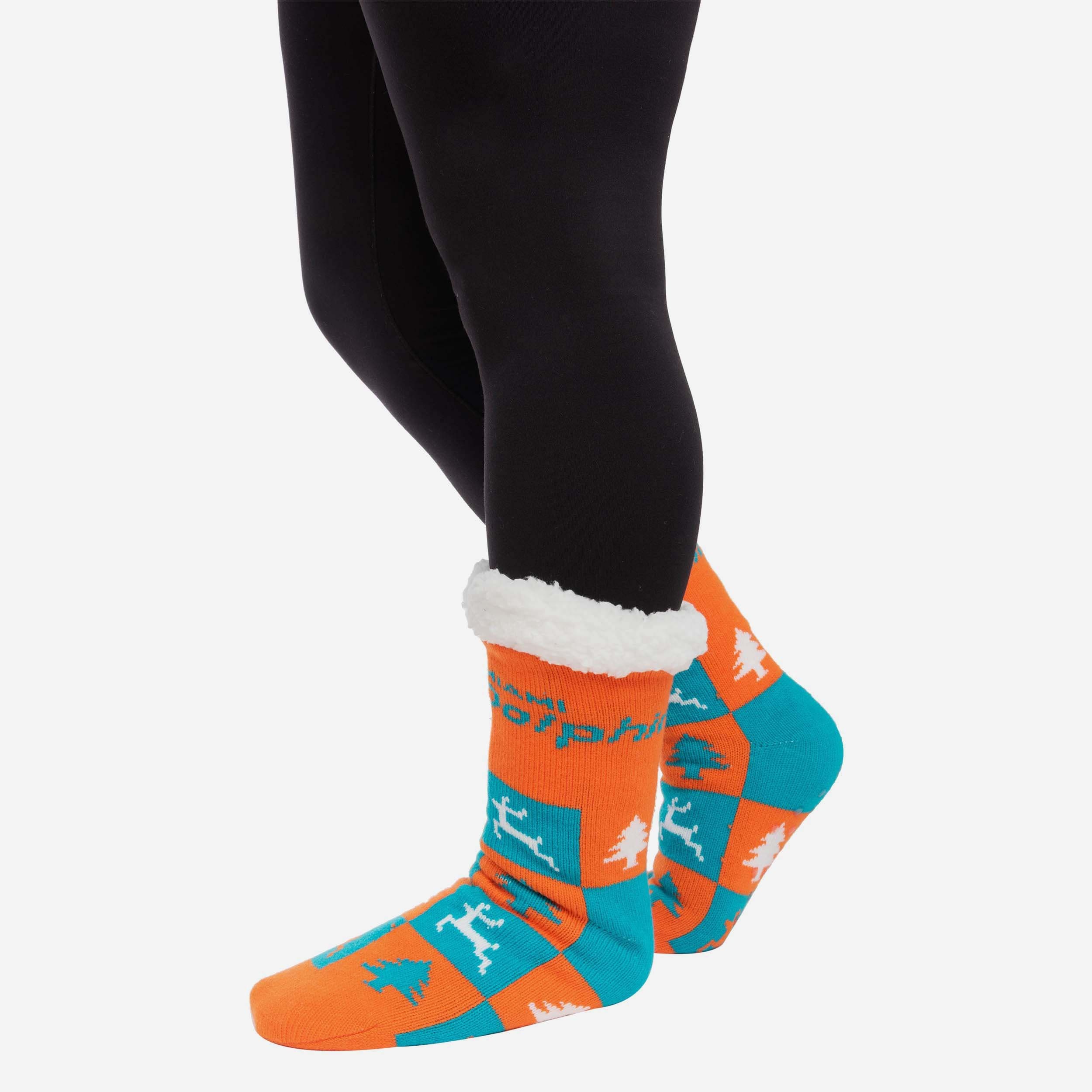 Miami Dolphins Women's 3-Pack Fan Footy Slipper Socks - Keep Your Feet Toasty!