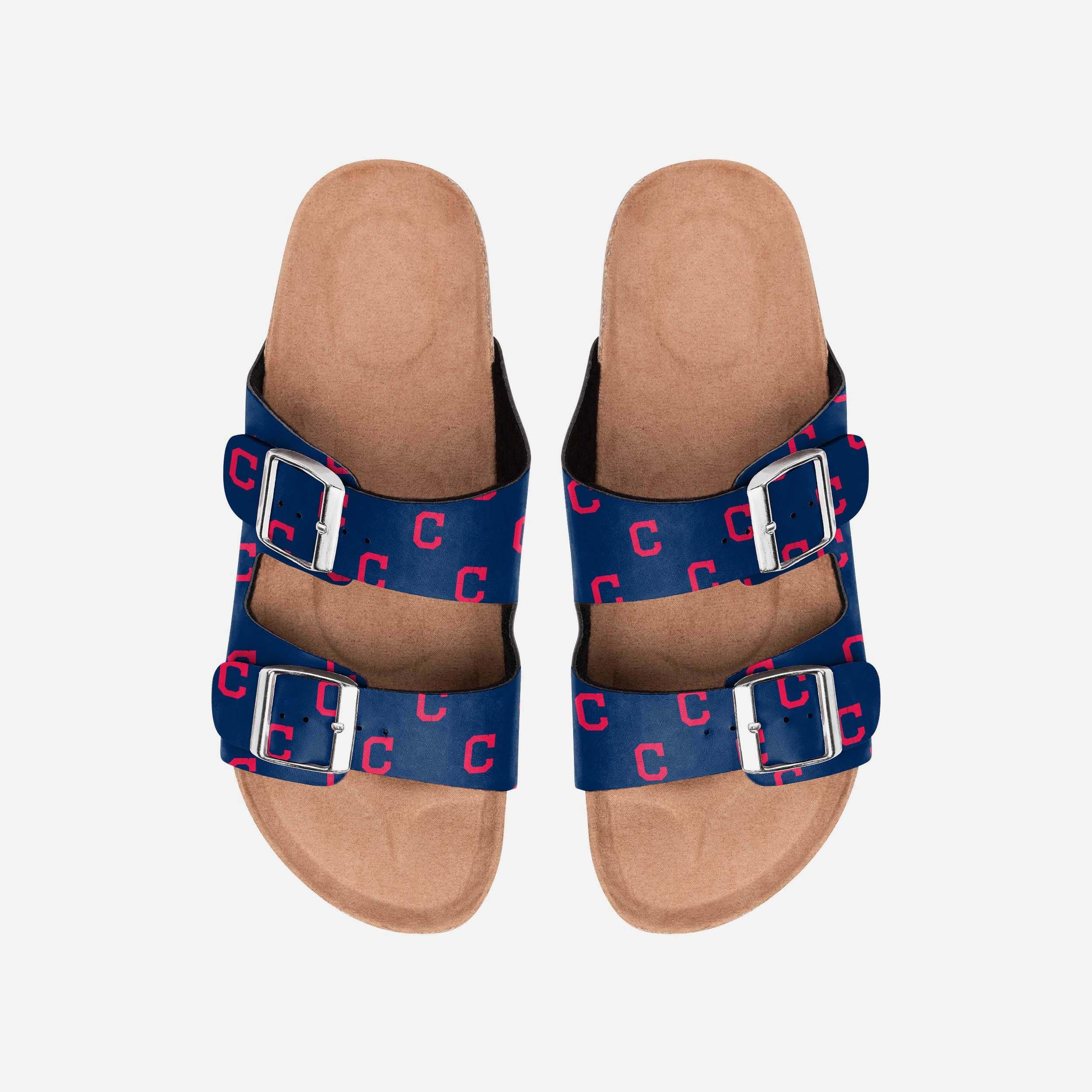 Cleveland Guardians Women's Stylish Team Logo Double Buckle Sandals