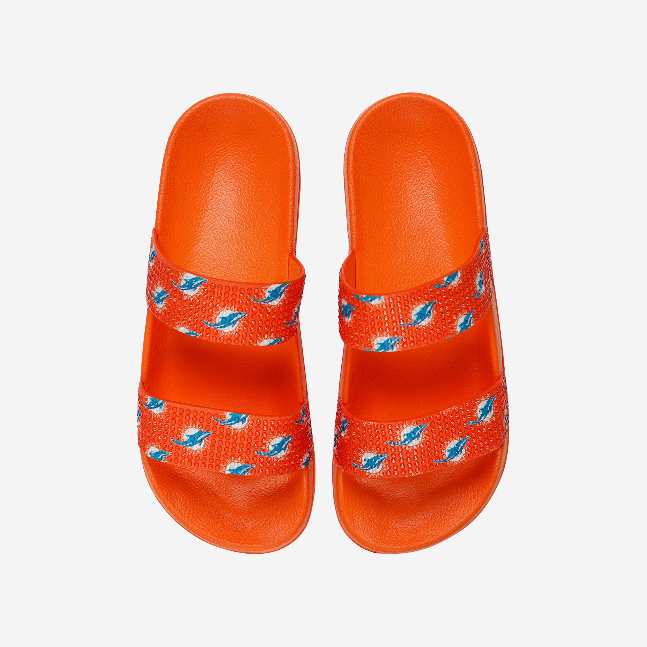 Glamorous Miami Dolphins Women's Double Strap Shimmer Sandals