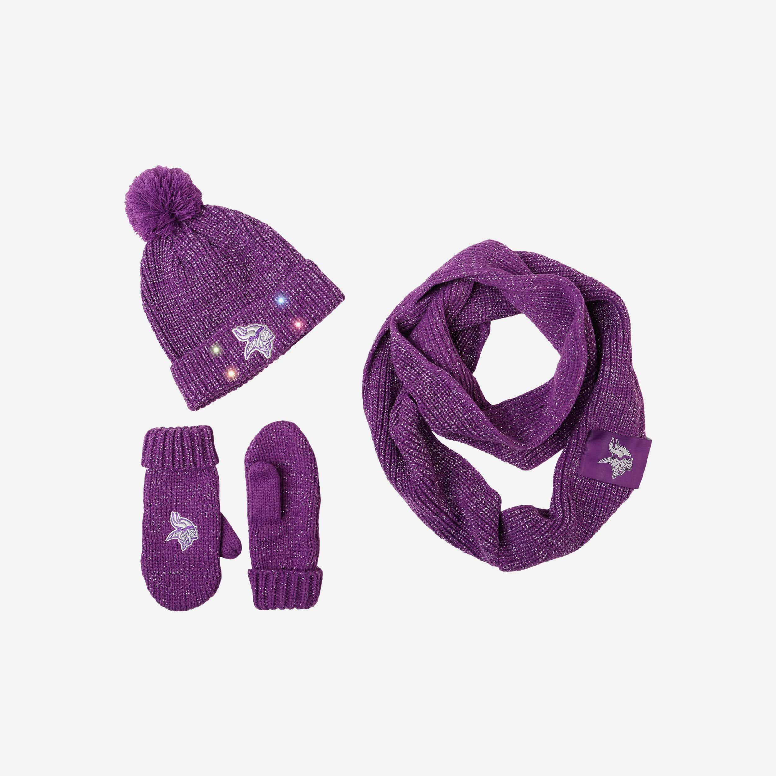 Gorgeous Minnesota Vikings Women's Glitter Knit Cold - Weather Set