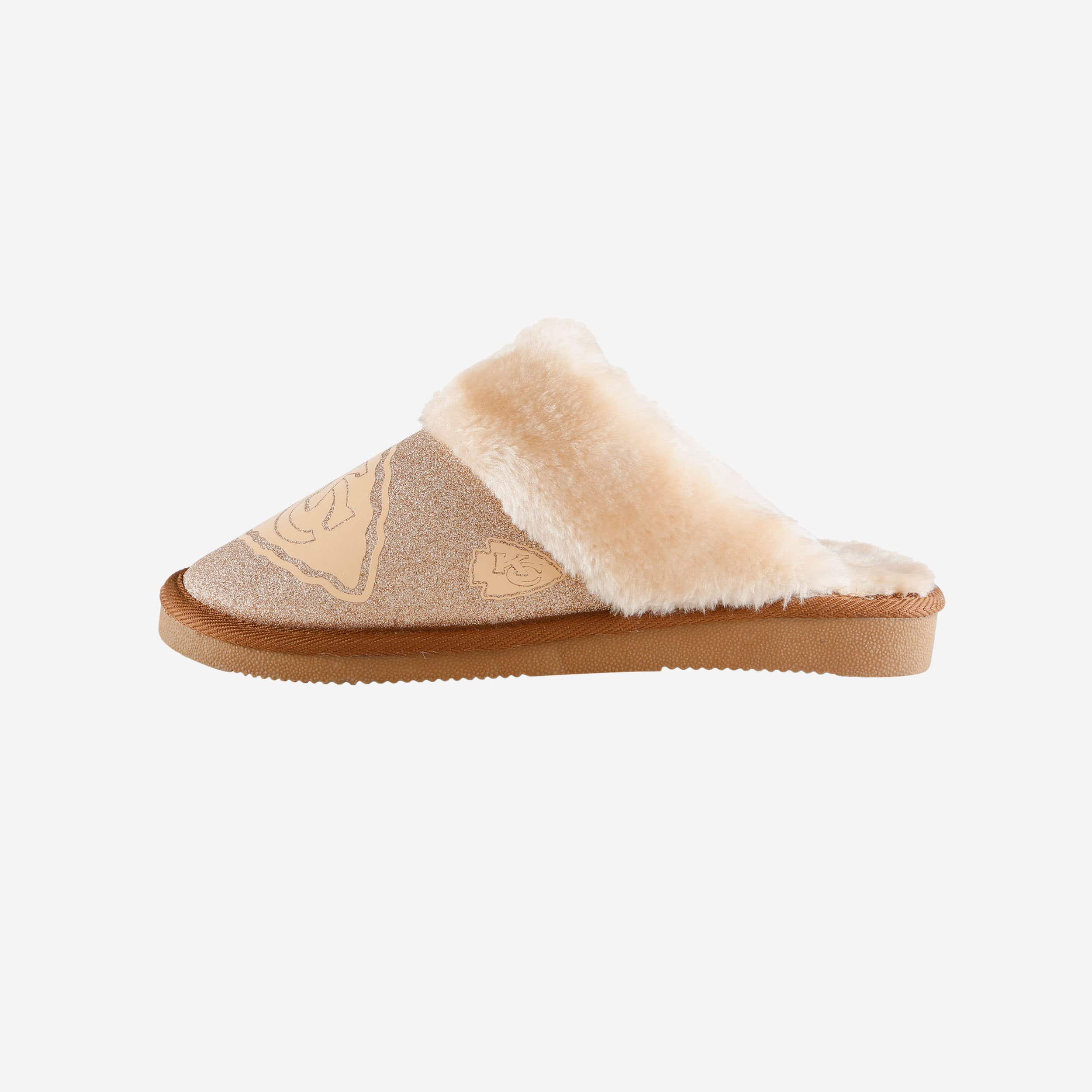 Sparkling Kansas City Chiefs Women's Open Back Fur Moccasin Slippers