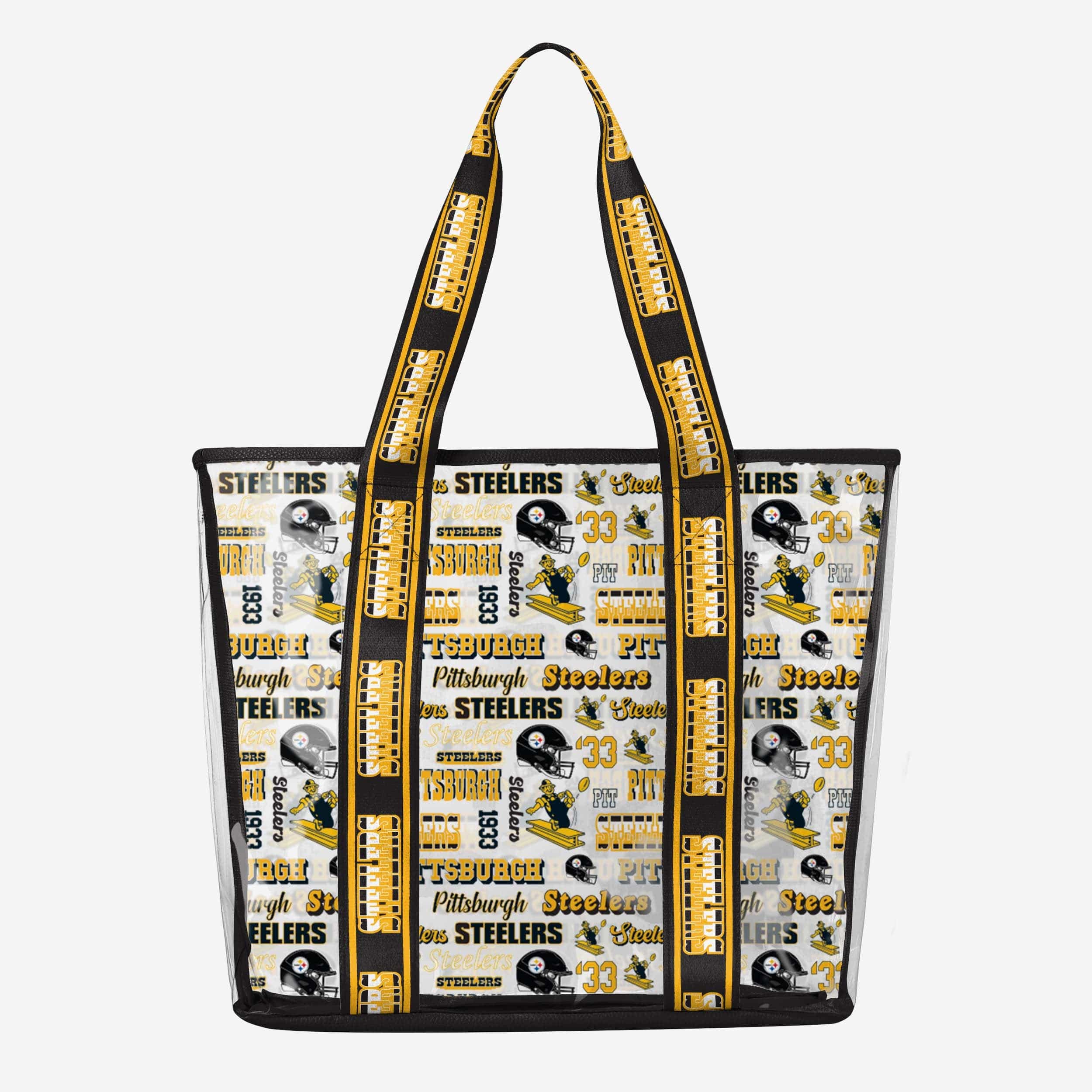Pittsburgh Steelers Retro Repeat Print Clear Tote Bag - Show Your Fandom!