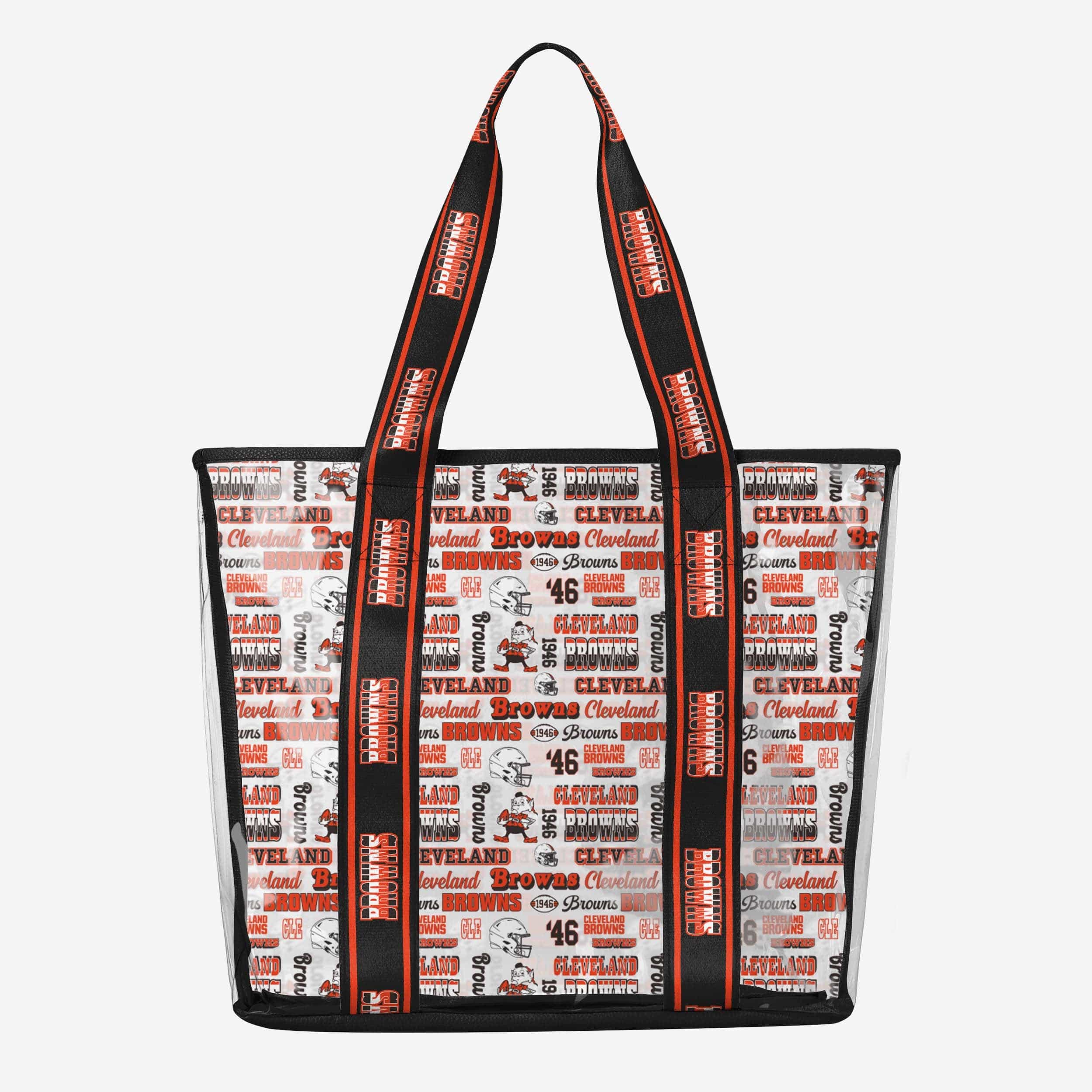 Cleveland Browns Retro Print Clear Tote Bag - Show Your Fandom!