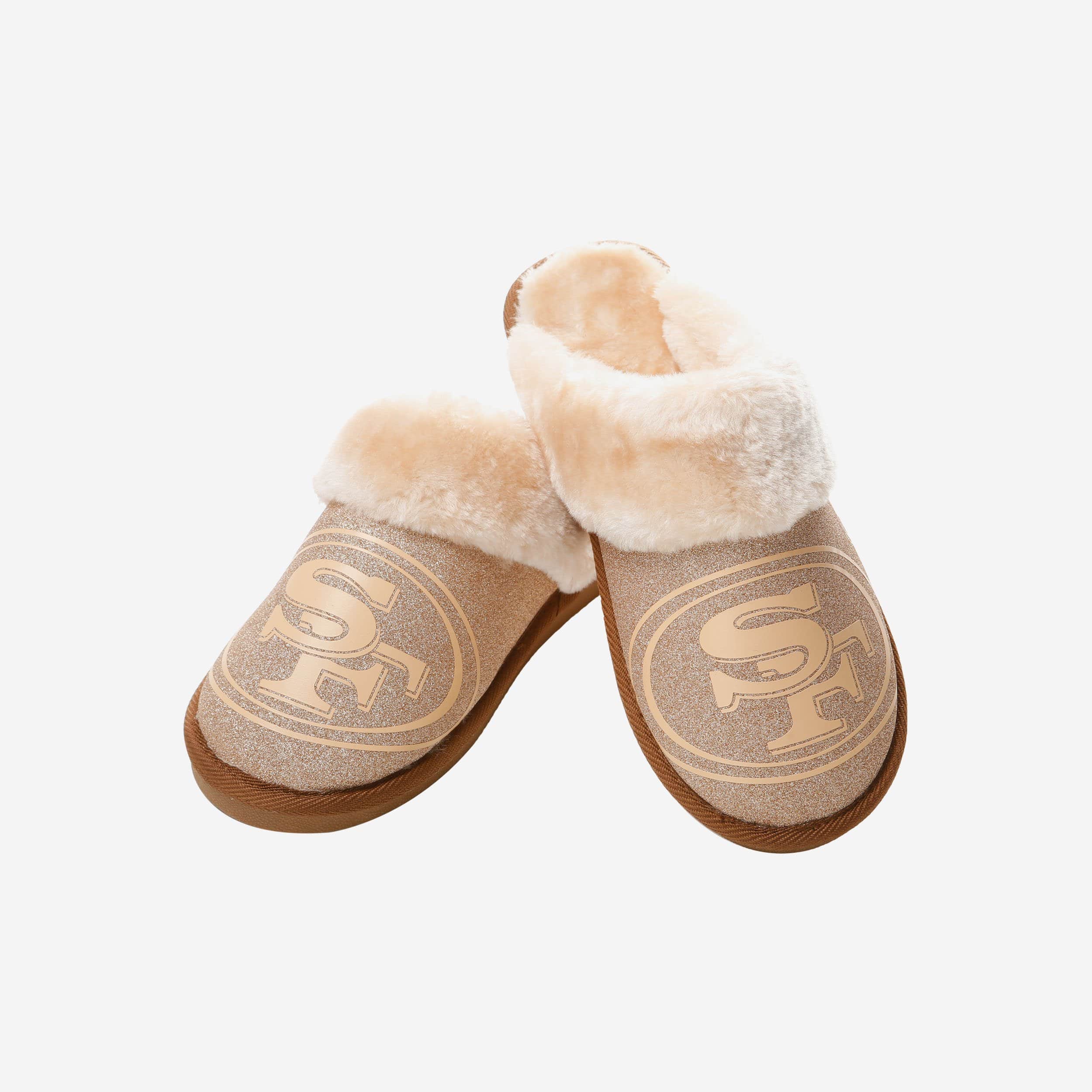 Sparkling San Francisco 49ers Women's Open - Back Fur Moccasin Slippers