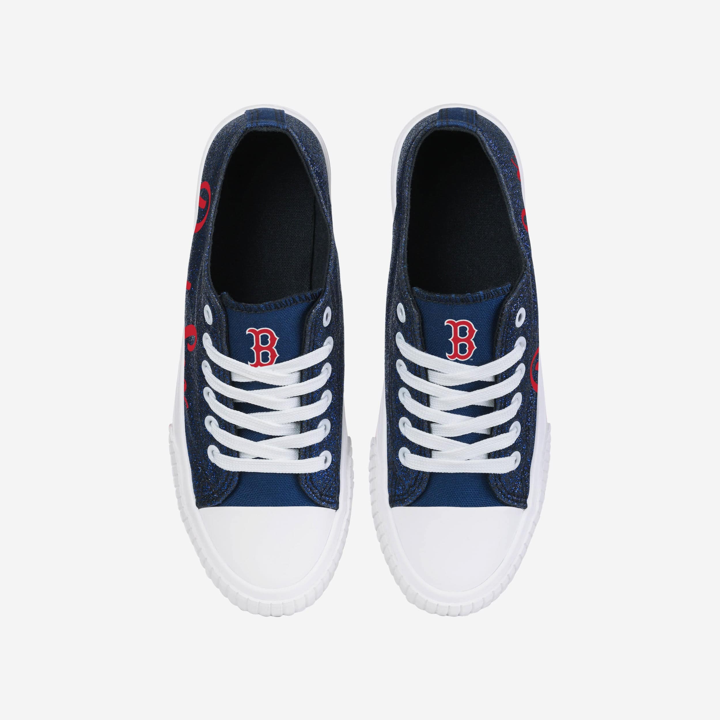 Sparkling Boston Red Sox Women's Glitter Low-Top Canvas Shoes