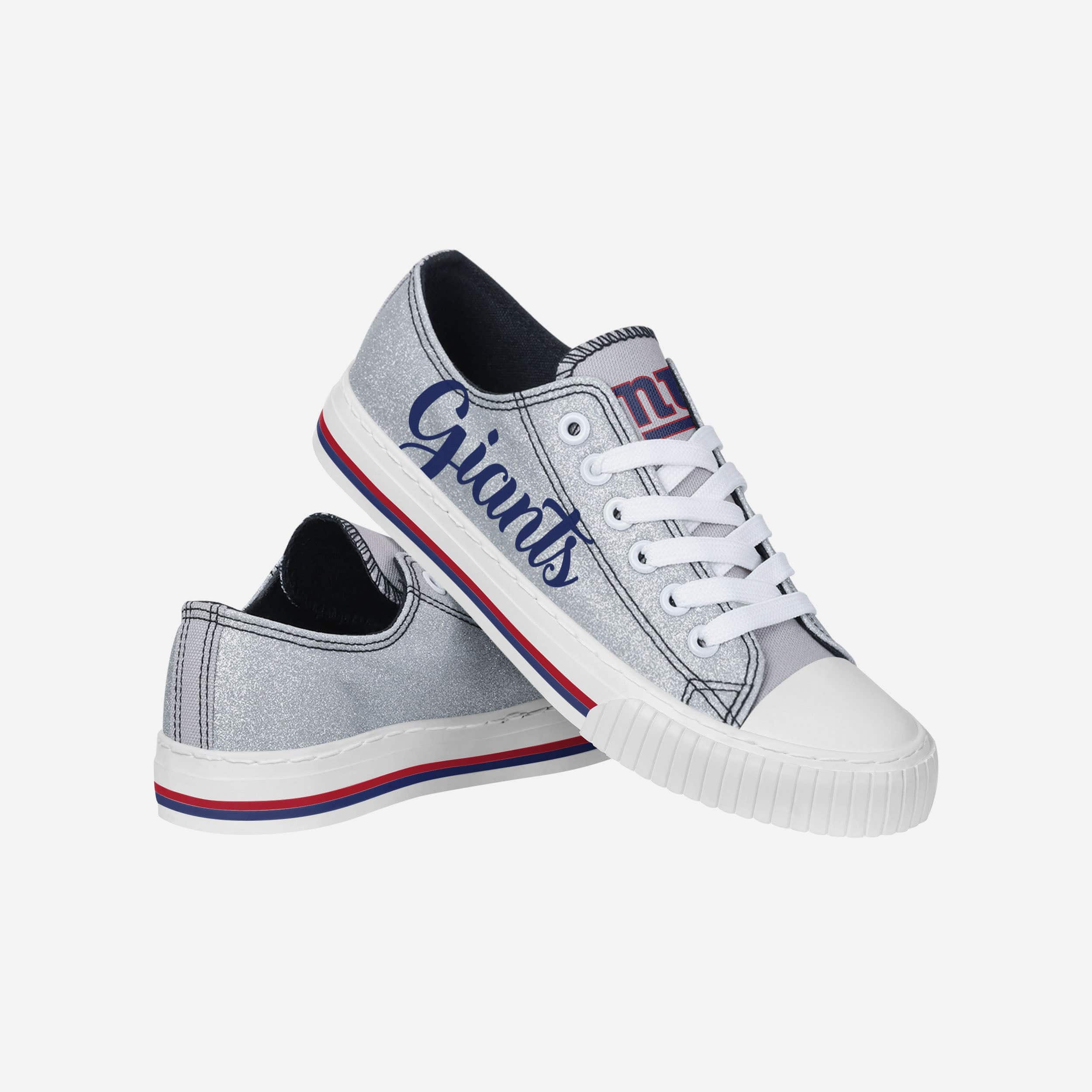 Sparkling New York Giants Women's Low-Top Glitter Canvas Shoes