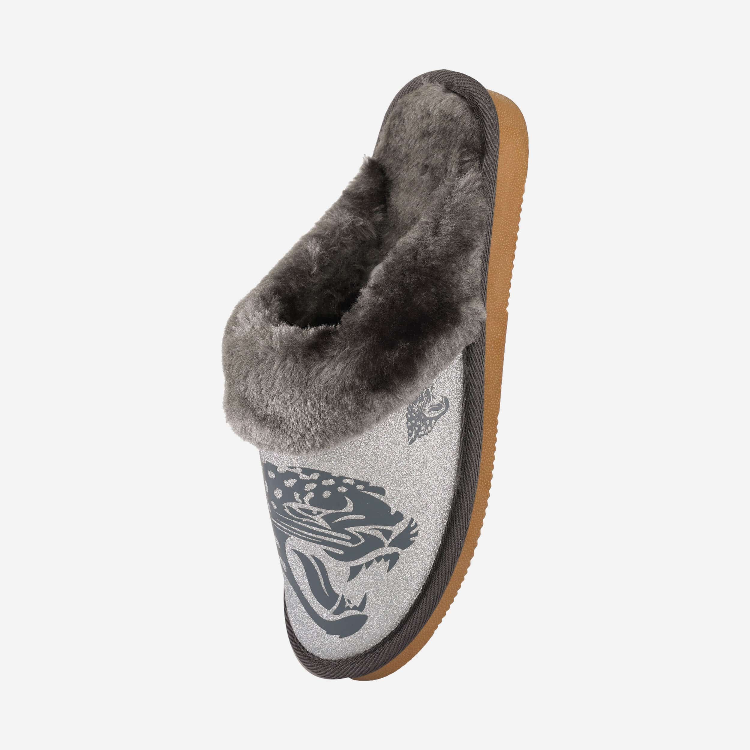 Sparkling Jacksonville Jaguars Women's Open-Back Fur Moccasin Slippers