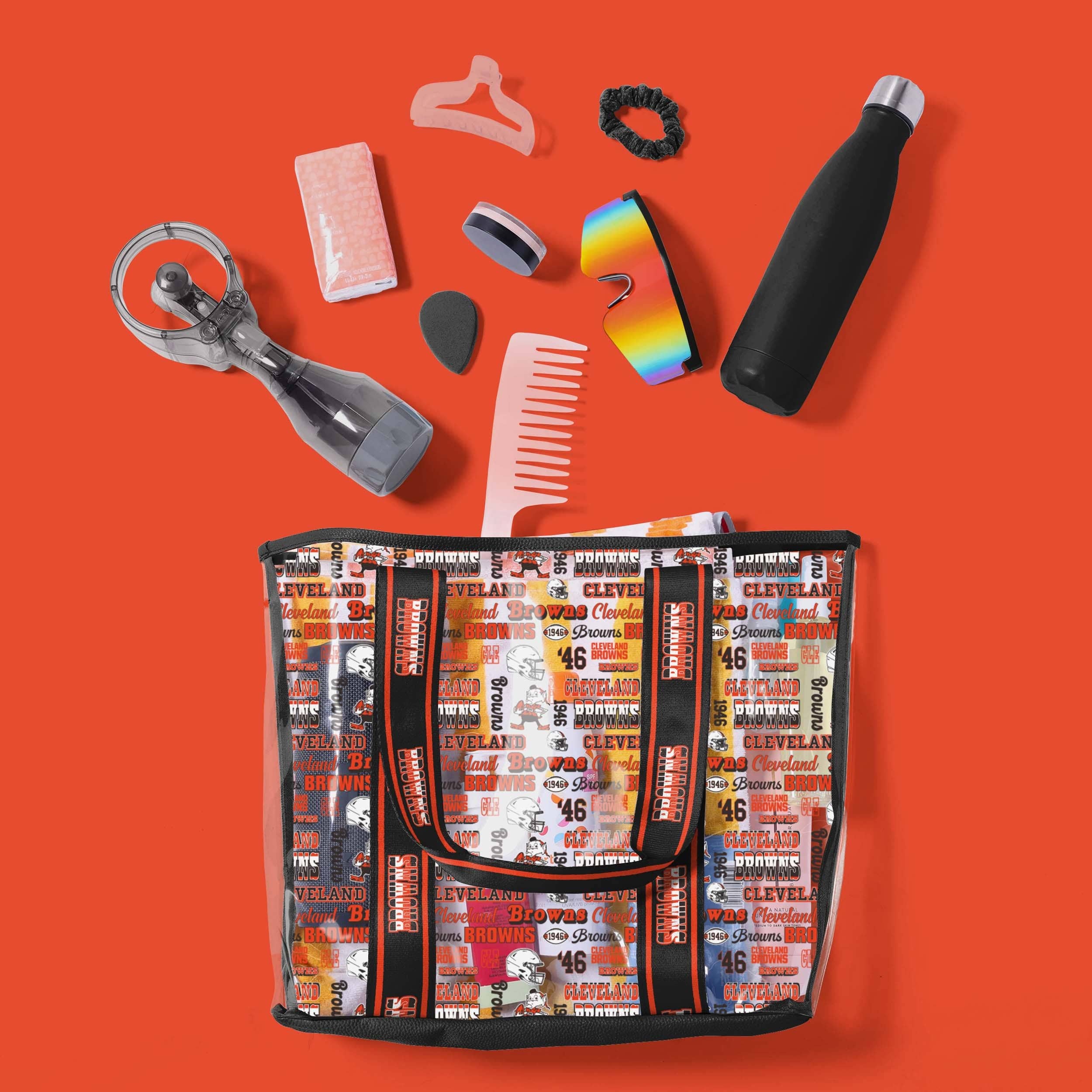 Cleveland Browns Retro Print Clear Tote Bag - Show Your Fandom!